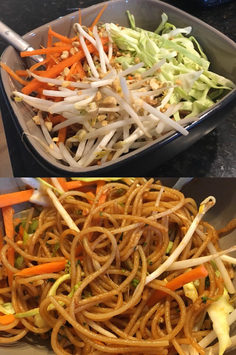 On the menu tonight Veggie Pad Thai with dry fried tofu! Some days