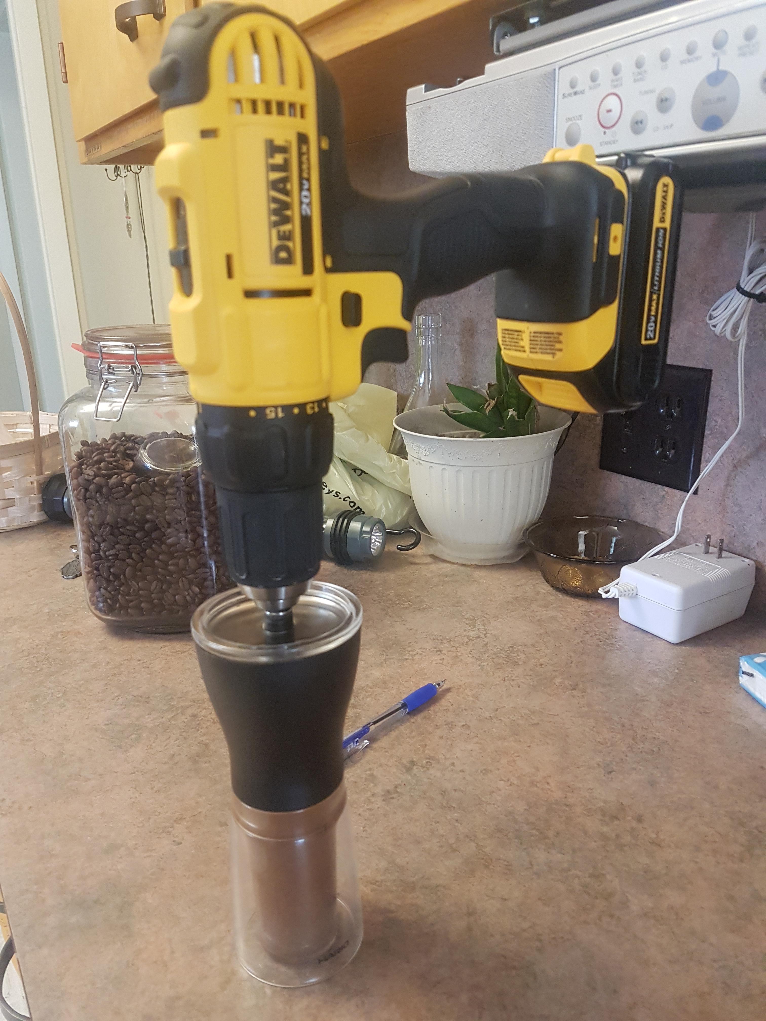 Hario hand grinder + DeWalt cordless drill r/Coffee