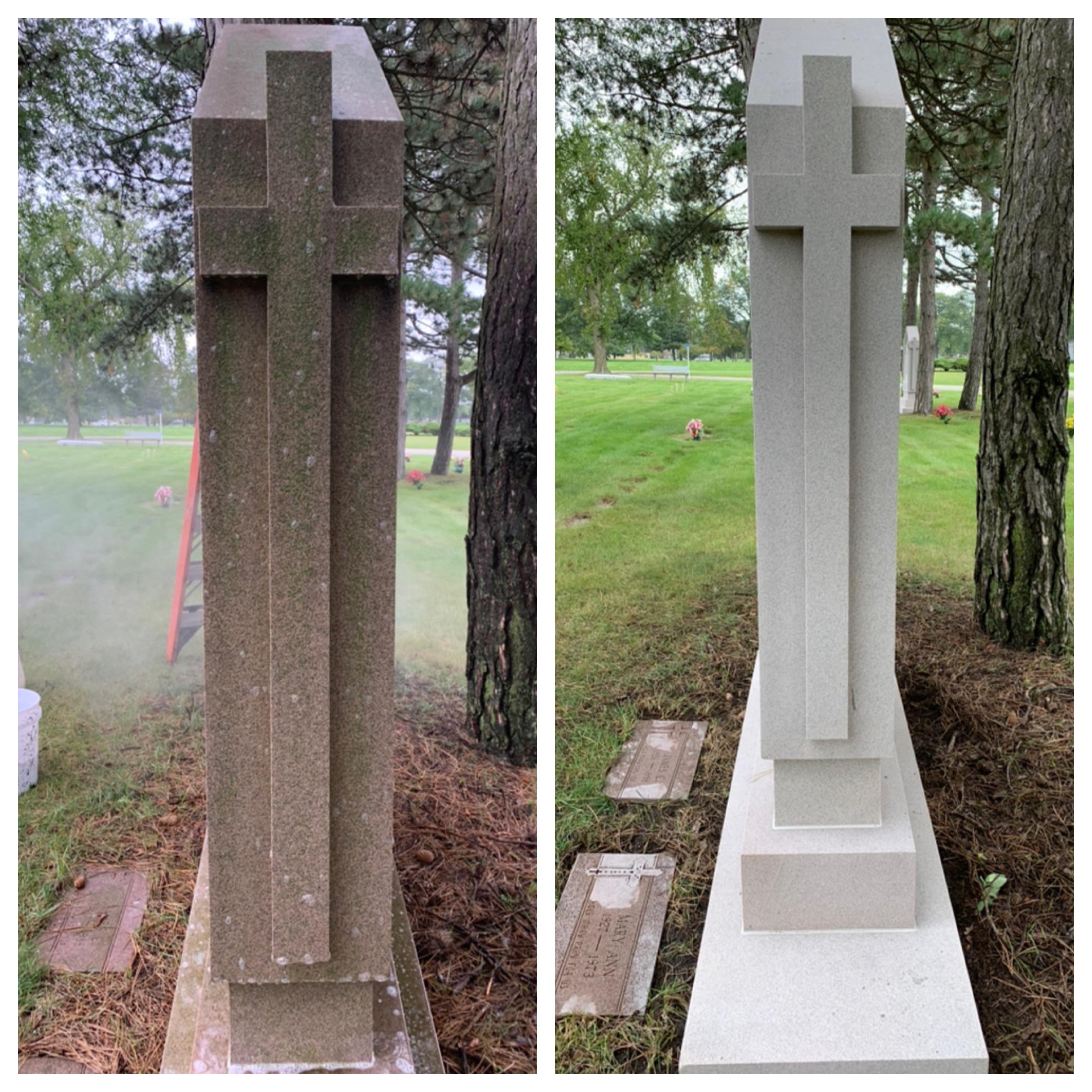 Cemetery Monument clean up. r/powerwashingporn