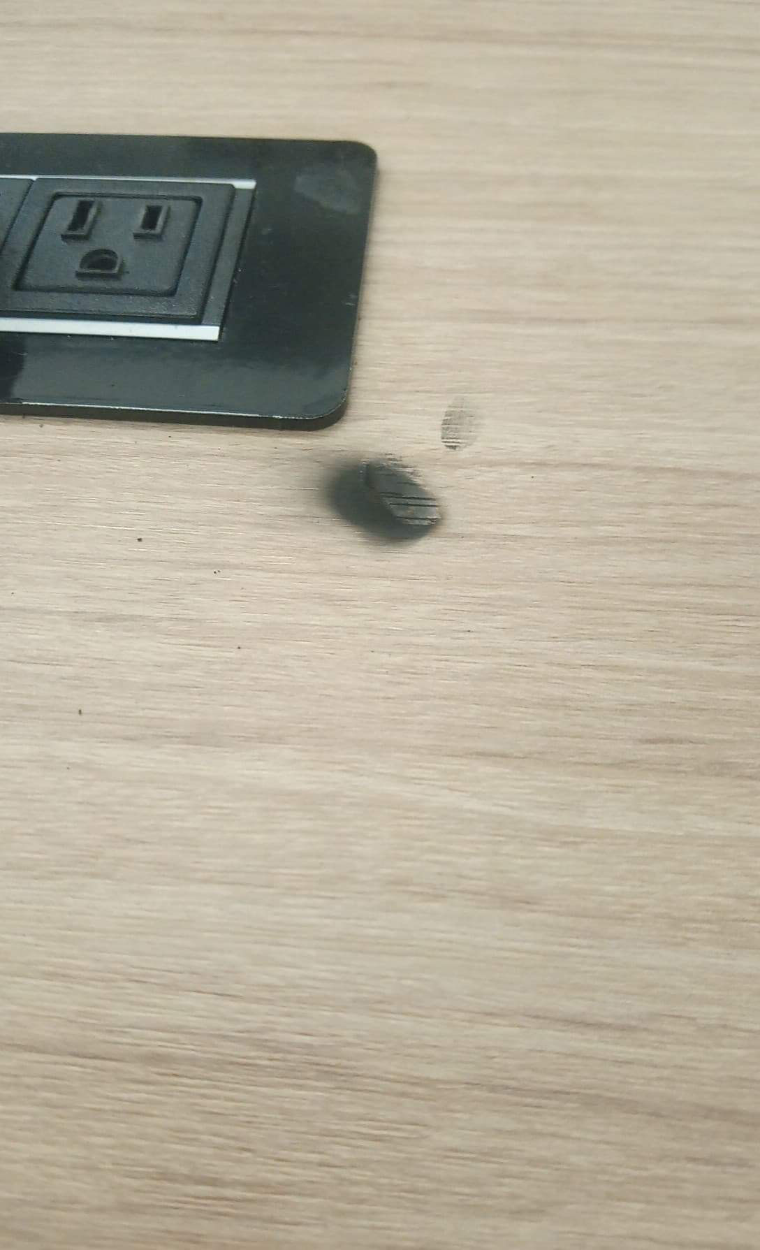 Laptop charger caught fire before a test and I have no idea why. The brick part seems fine but