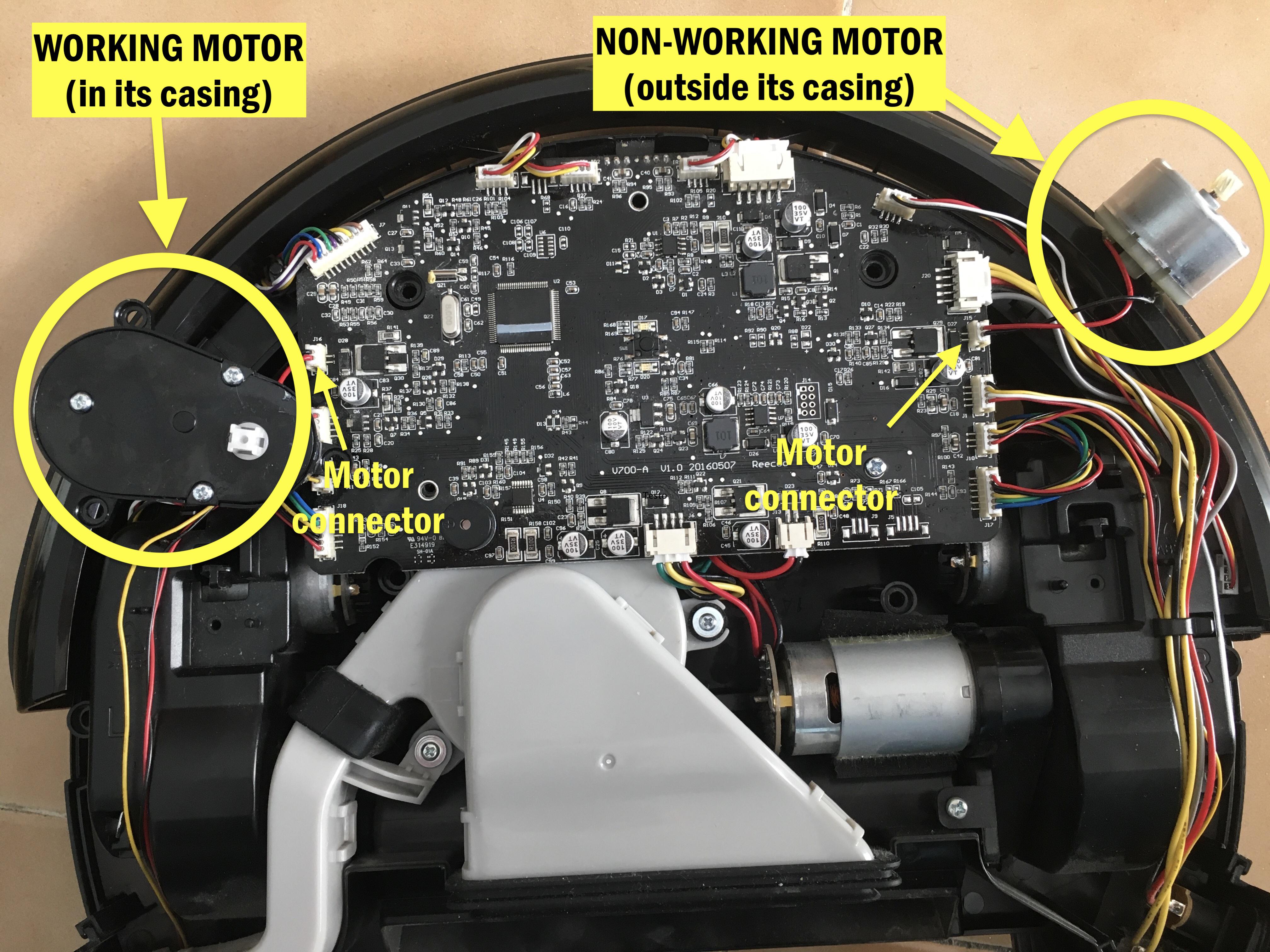 Eufy 11 Robot vacuum side motor stopped working; if I swap motors sides
