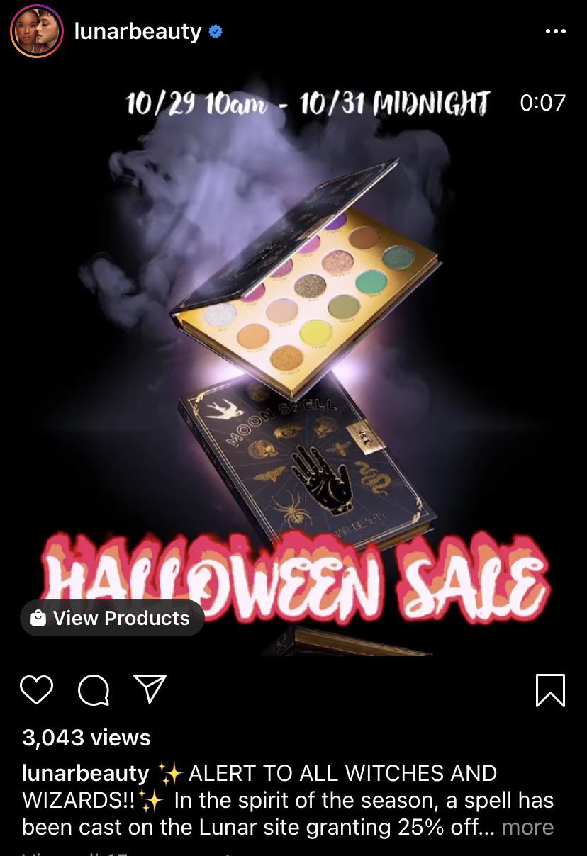 Lunar Beauty Halloween Sale 25 Off Moon Spell Palette and Wicked