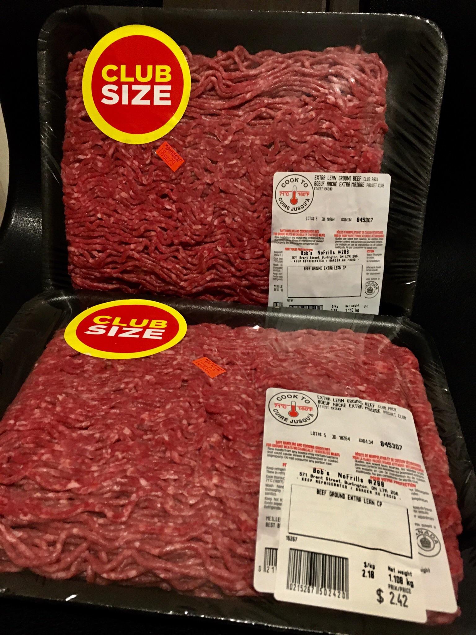 RUN to No Frills Brant Street. Club Packs Lean Ground Beef 2.42 EACH
