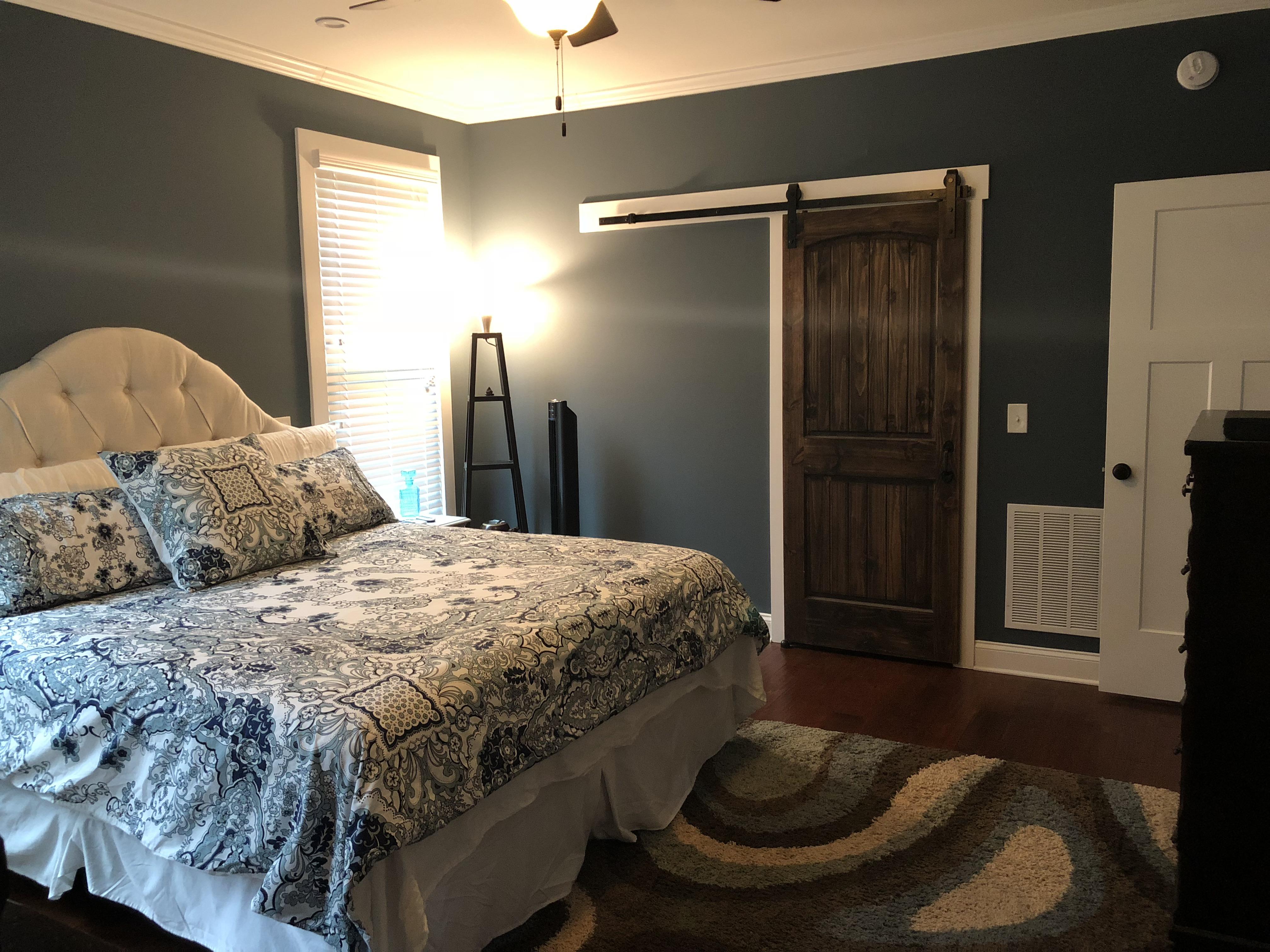 Master bedroom in dark blue, GA r/AmateurRoomPorn