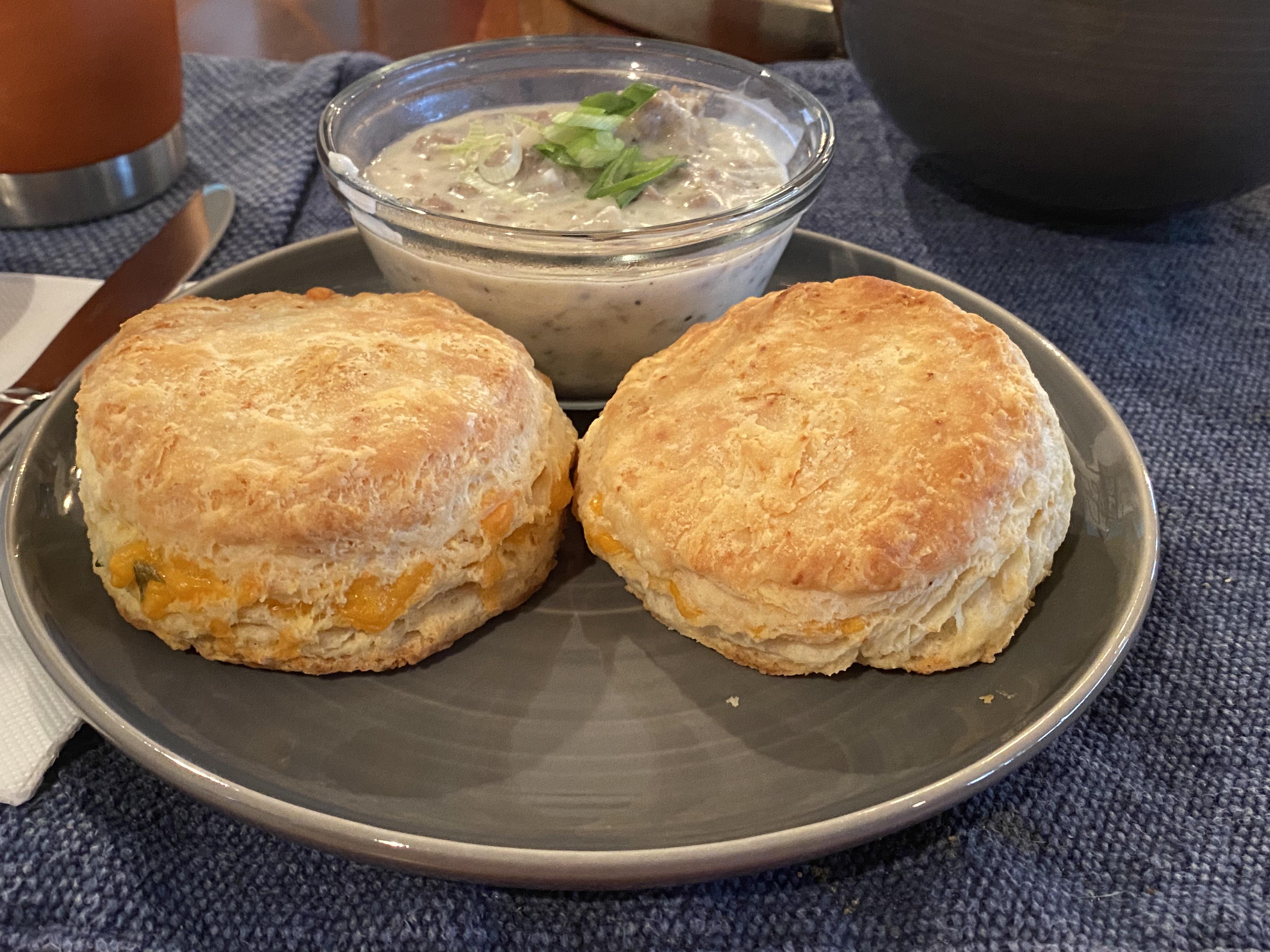 Kenji’s buttermilk biscuits and gravy made for the perfect chilly