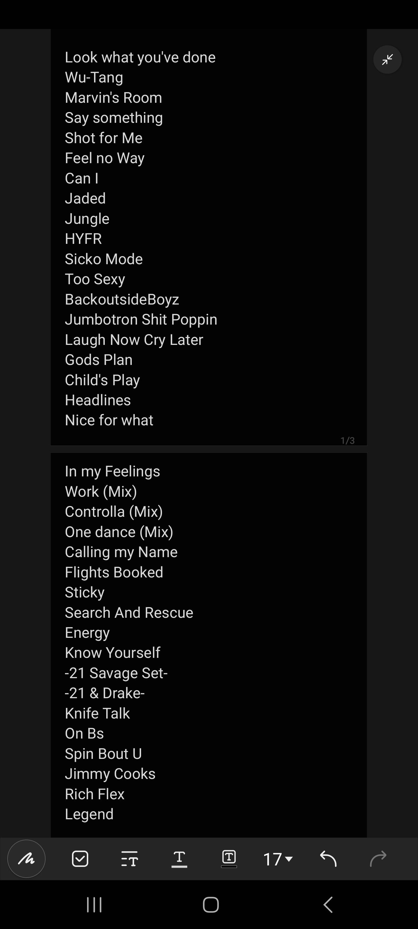 IAAB Set List r/Drizzy