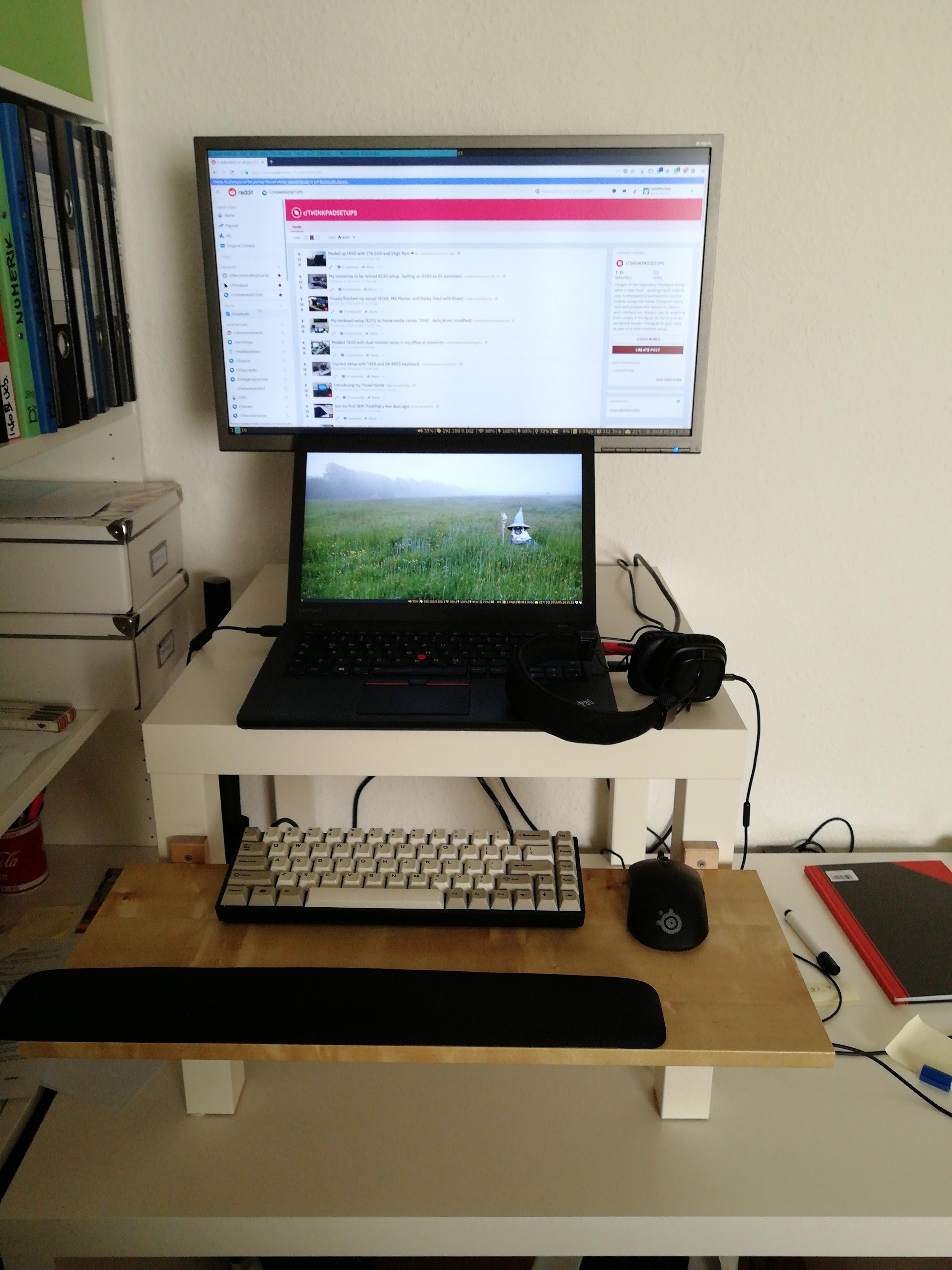 CS Students cheap and practical standing desk featuring T460, the best companion I can imagine