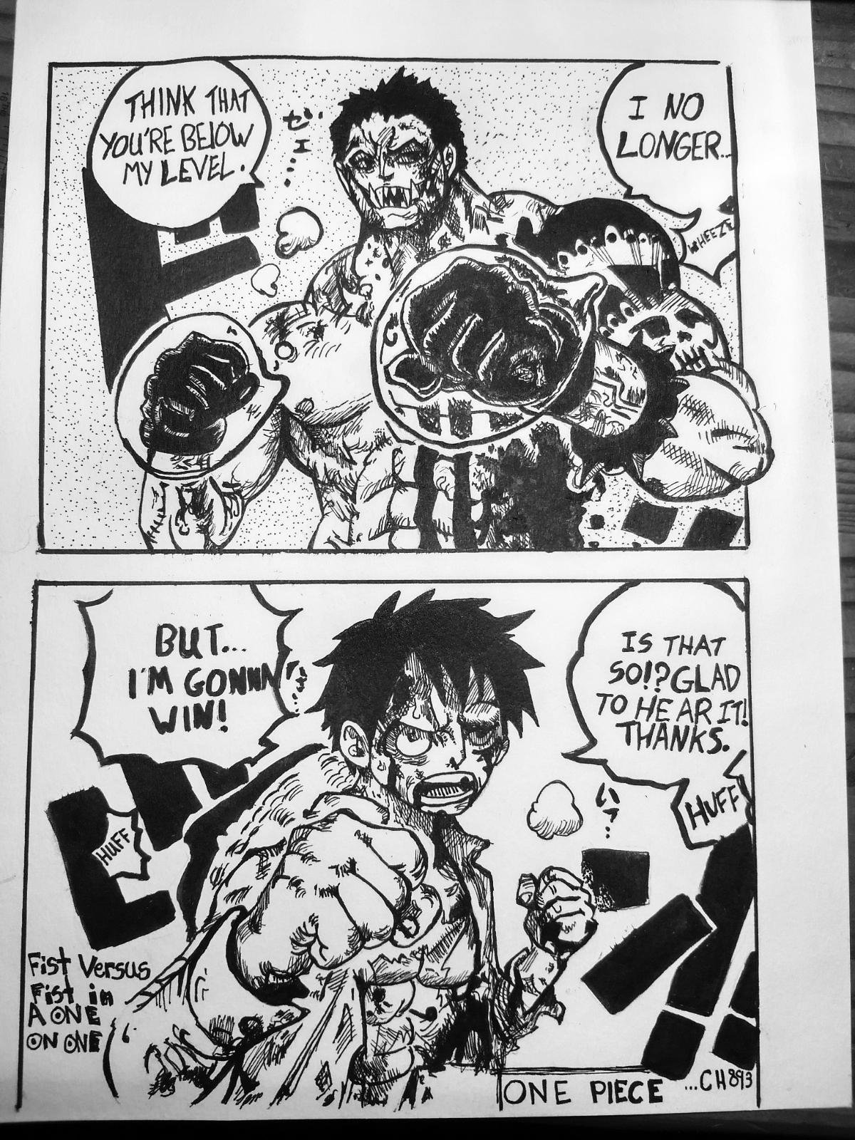 Luffy vs Katakuri Manga ink sketch! r/OnePiece