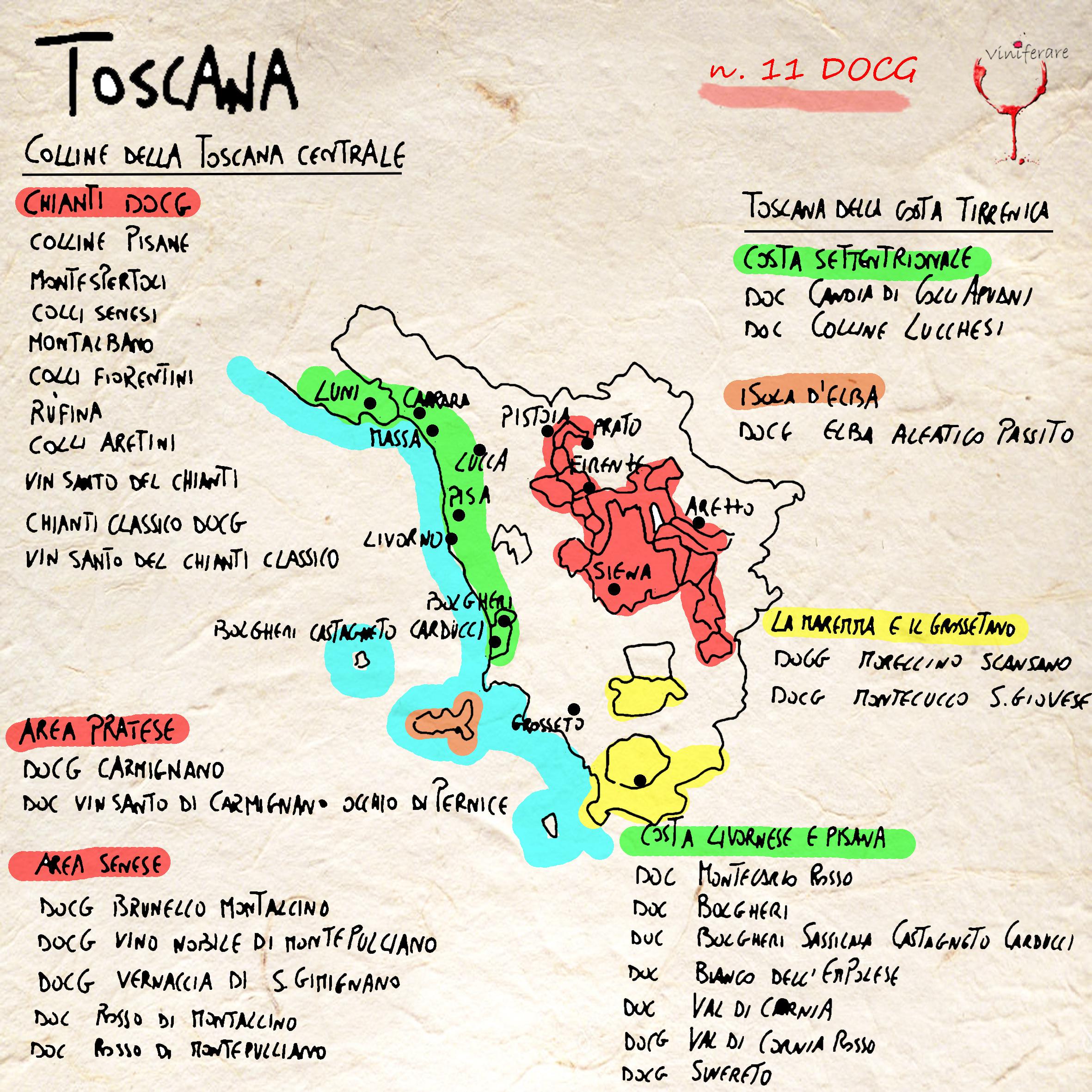 Provenance of the most popular Tuscan wines, which one do you prefer