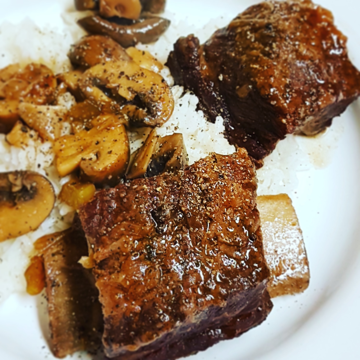 [HOMEMADE] Slow cooked Guinness Short Ribs w/Sweet onion & cremini