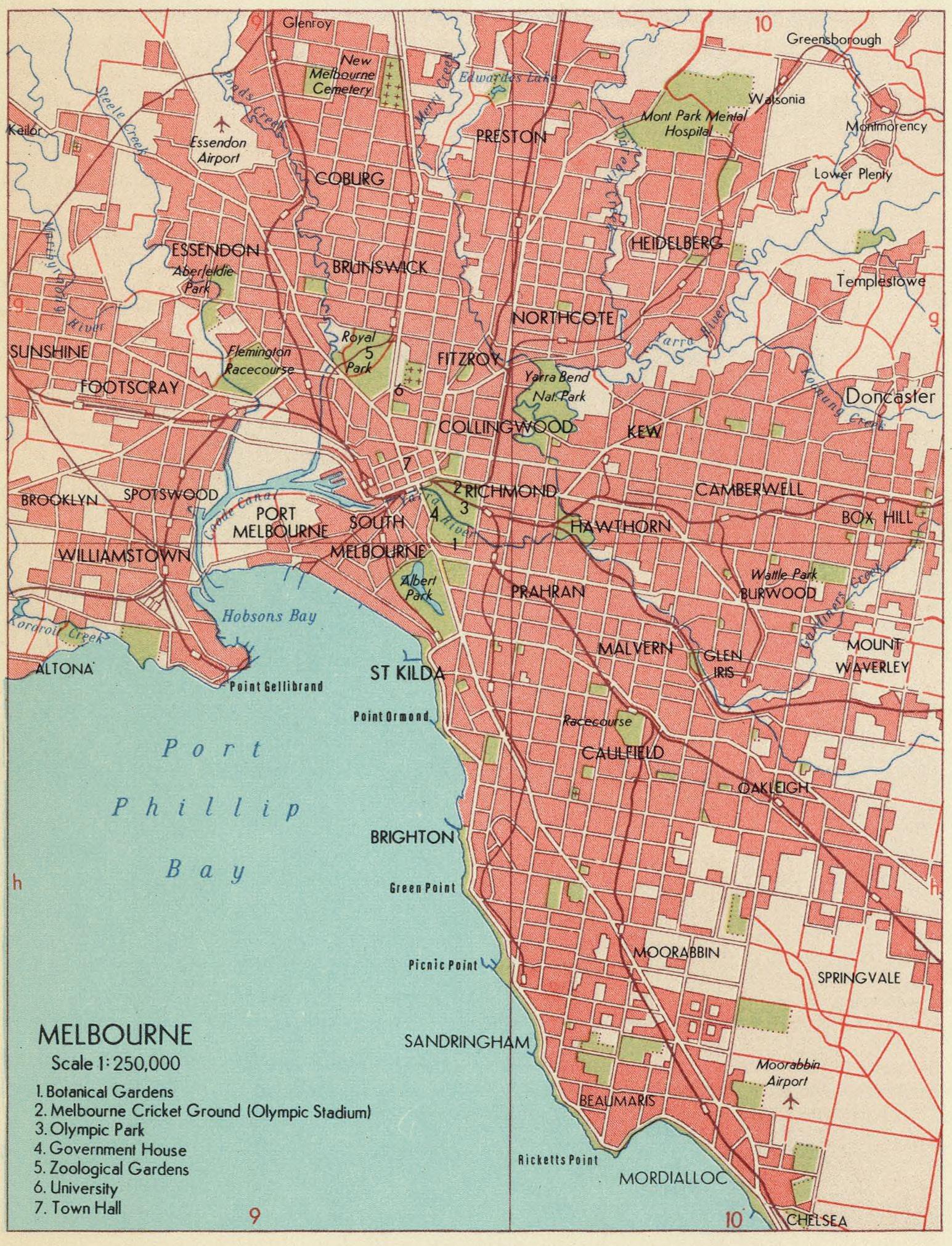 A 1960s map of Melbourne r/MapPorn
