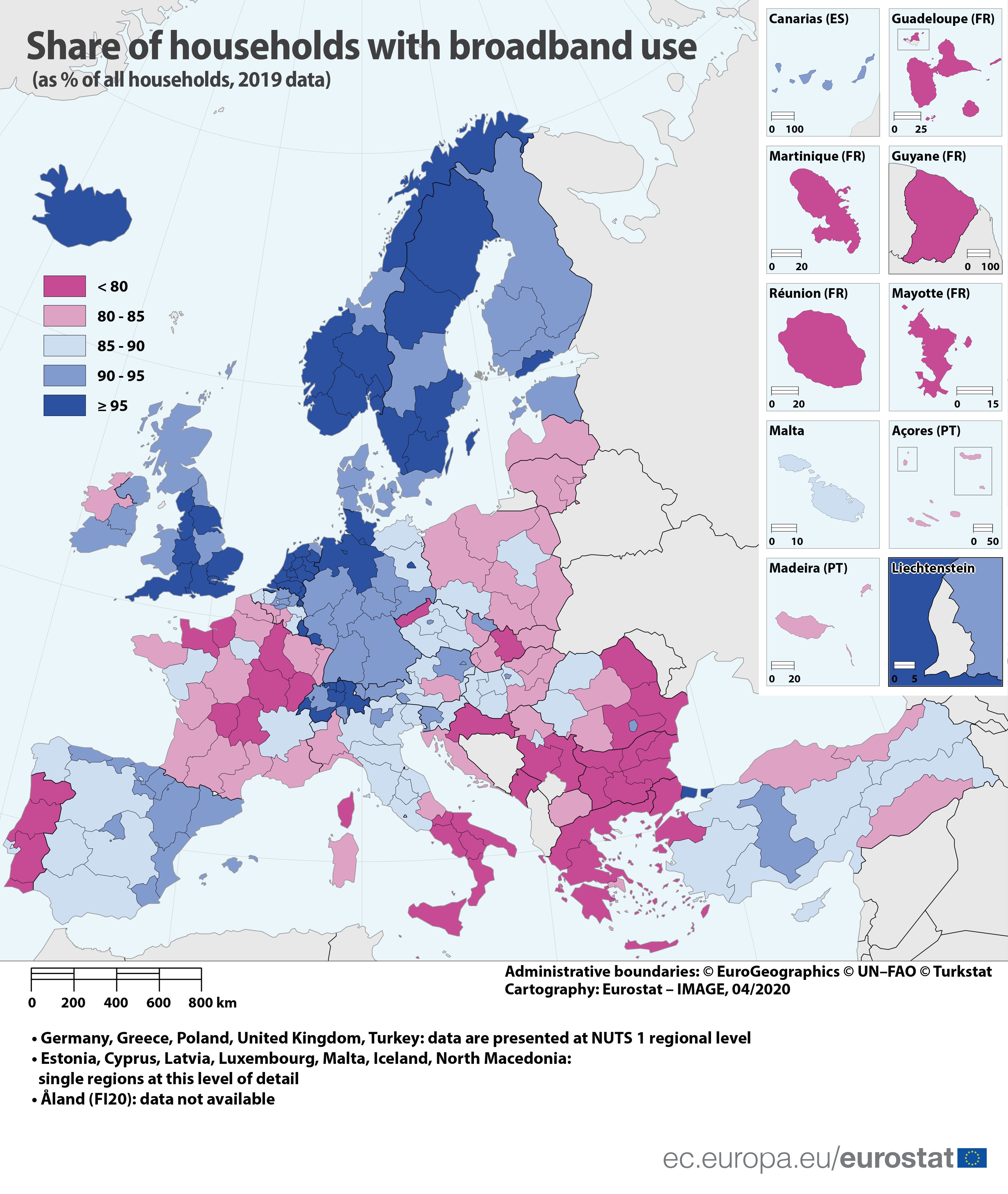 Household broadband connection across EU regions In 2019, the vast
