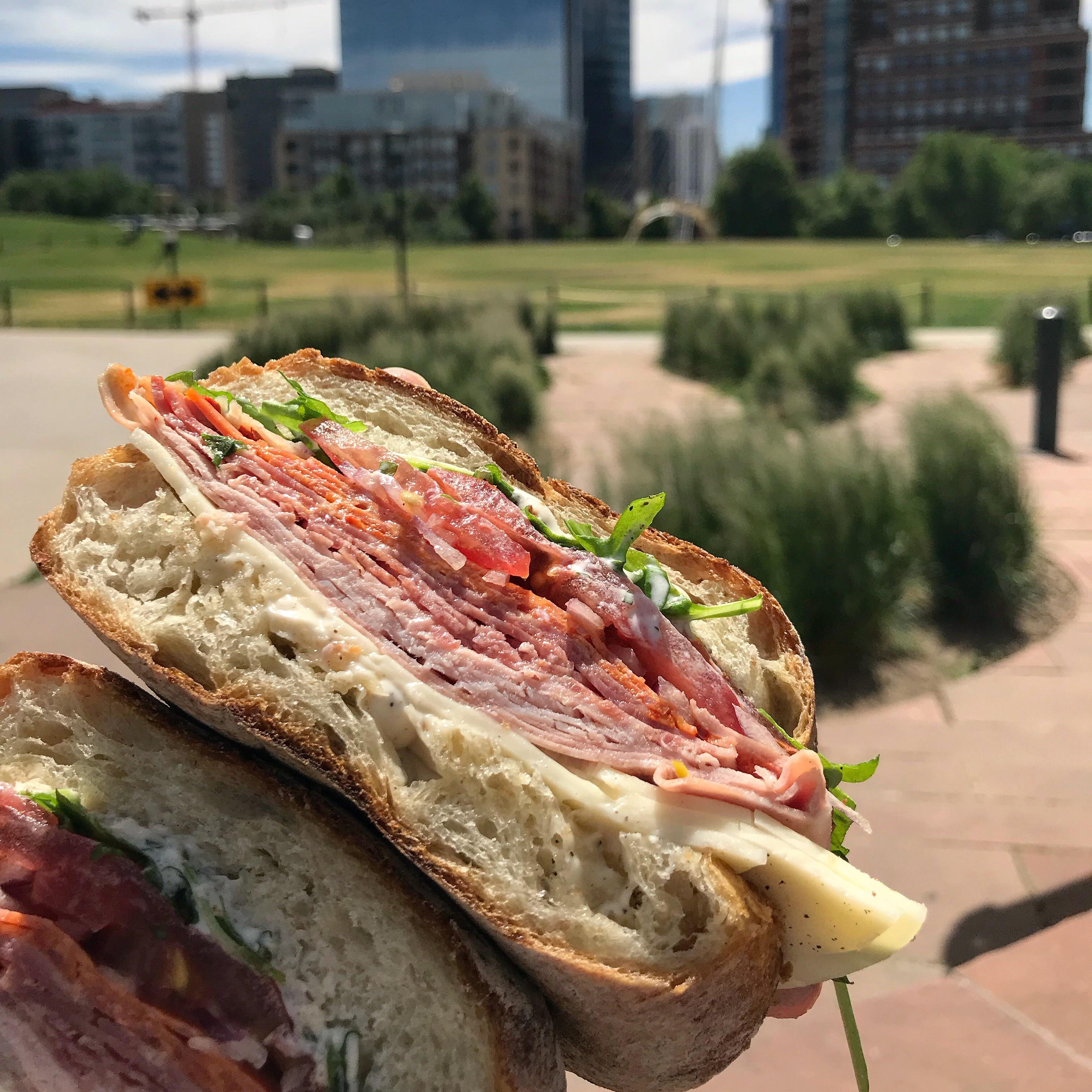 Delicious Italian Sandwich Mortadella, capicola, salami, pepperoni