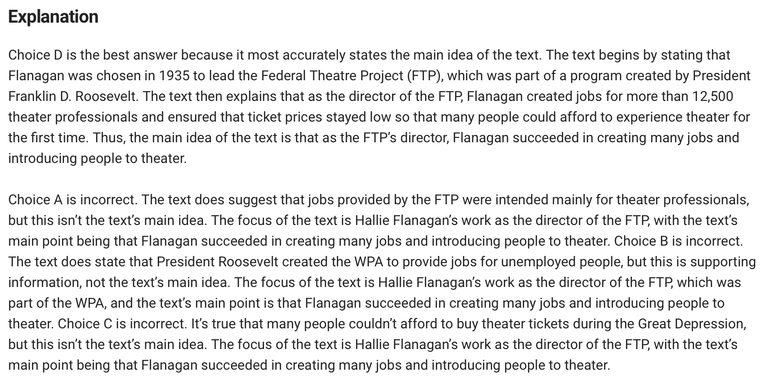 Official Explanation to Bluebook Test 6: Reading/Writing Module 2 Easy