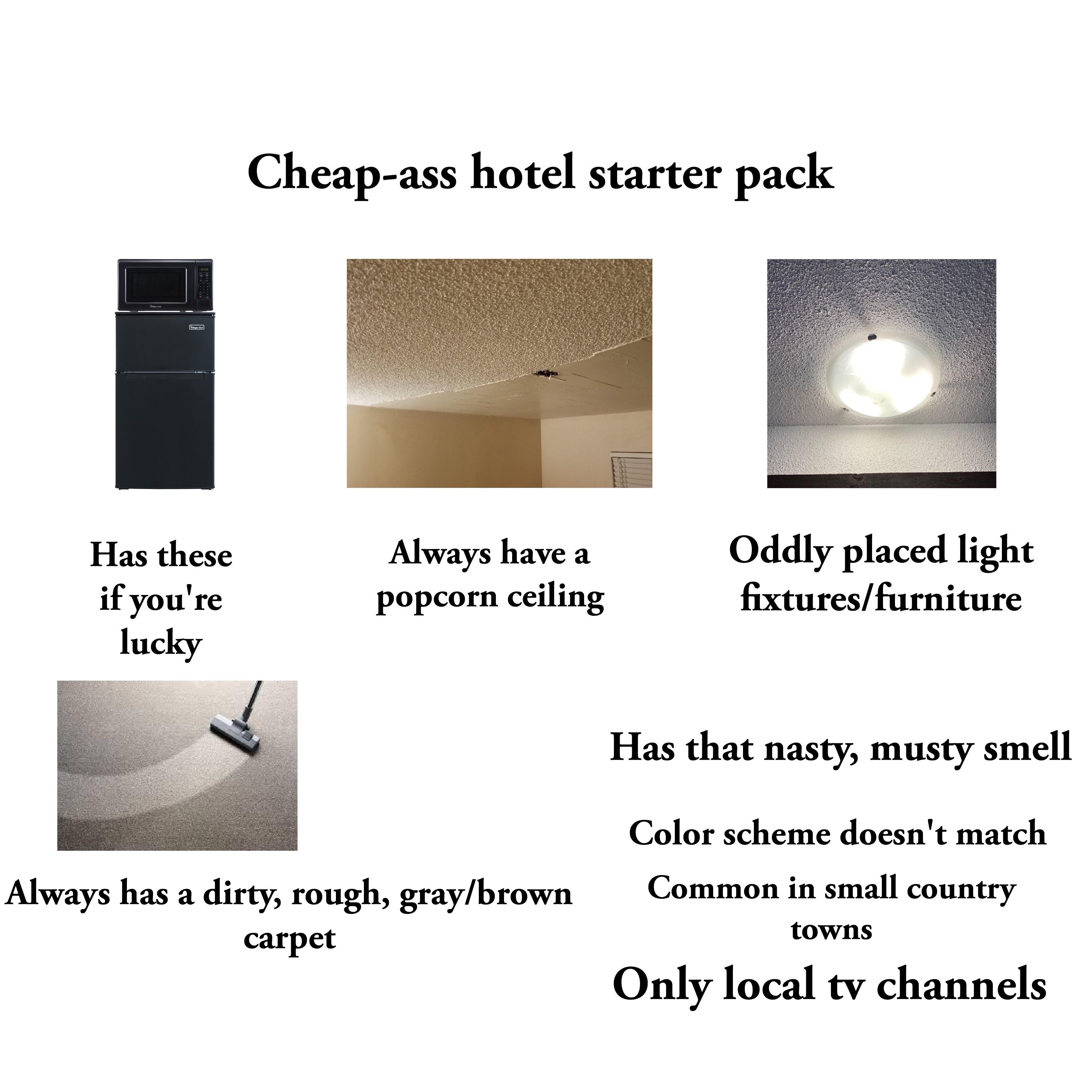 Cheap-ass hotel starter pack : r/starterpacks