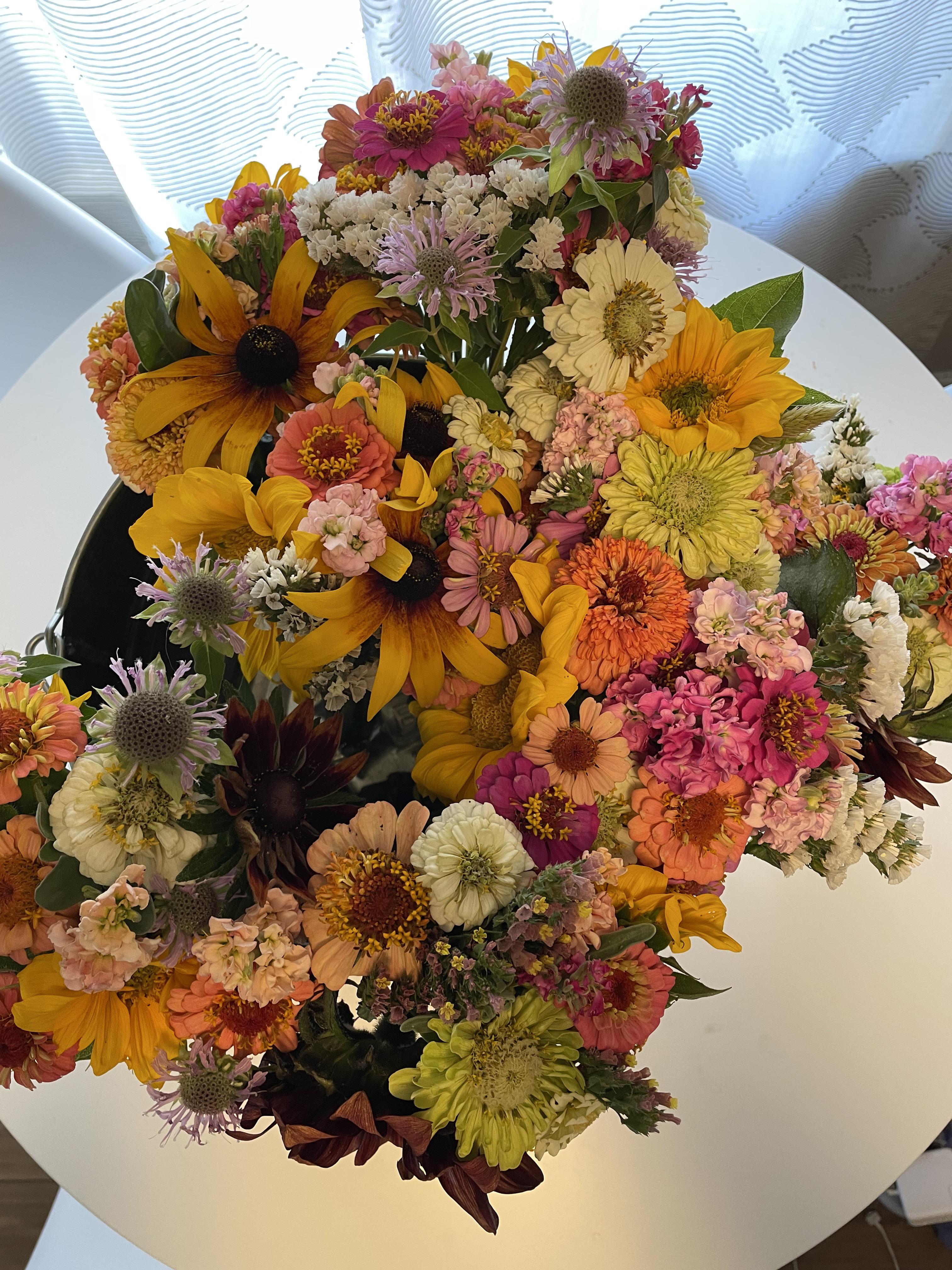 Bucket of bouquets from the garden to give as part of the Growing Kindness Project 💕 r/gardening