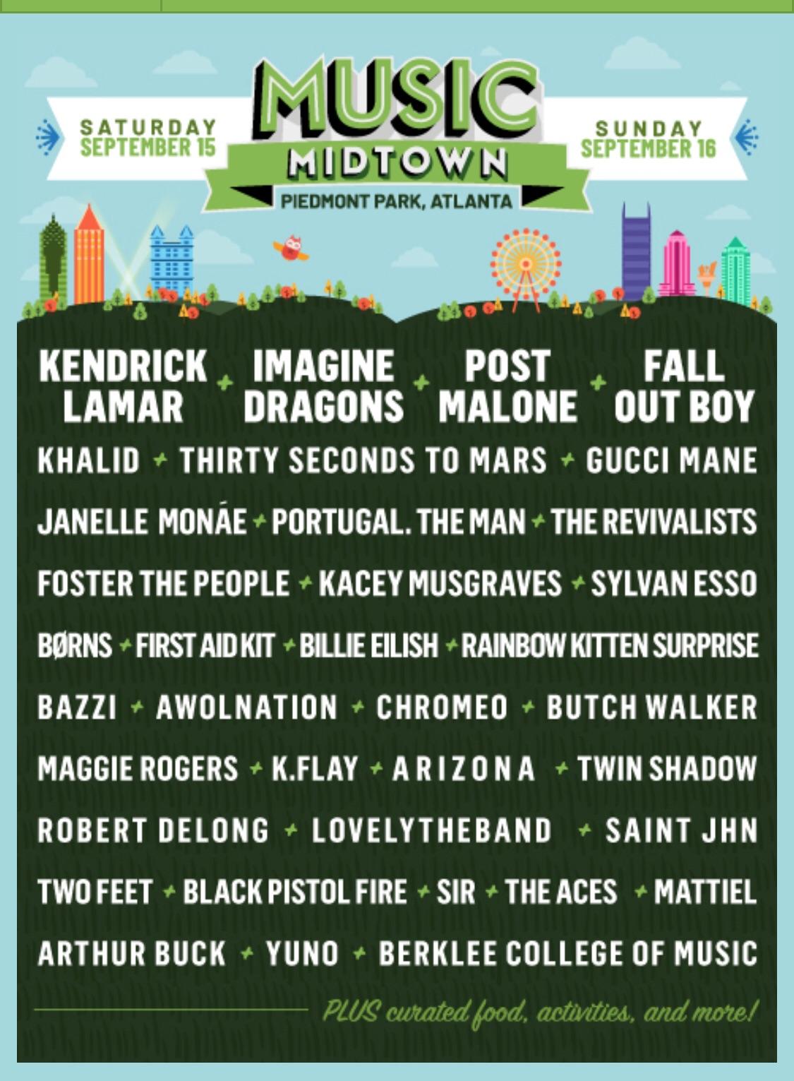 Music Midtown 2018 lineup dropped today r/Atlanta