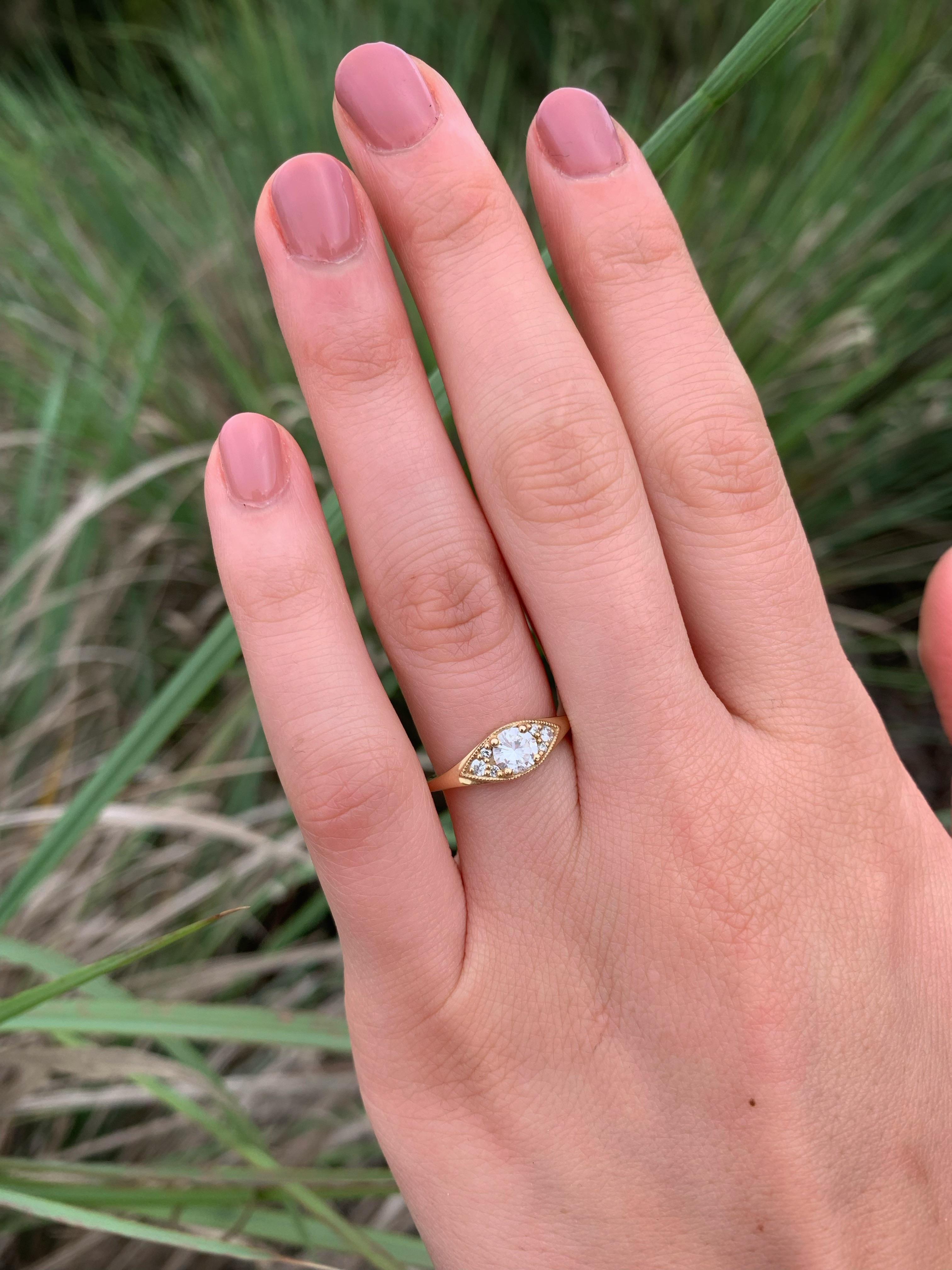 Middle diamond is from my mom’s engagement ring and the rest is a