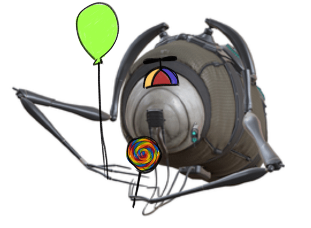 Advisor with a multicolored propeller hat and comically large lollipop