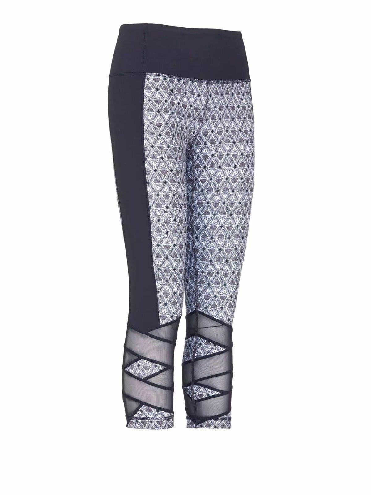 ATHLETA Mantra mosaic mesh criss cross ballet athletic capris leggings