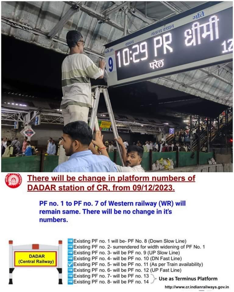 Dadar platform number change r/mumbai