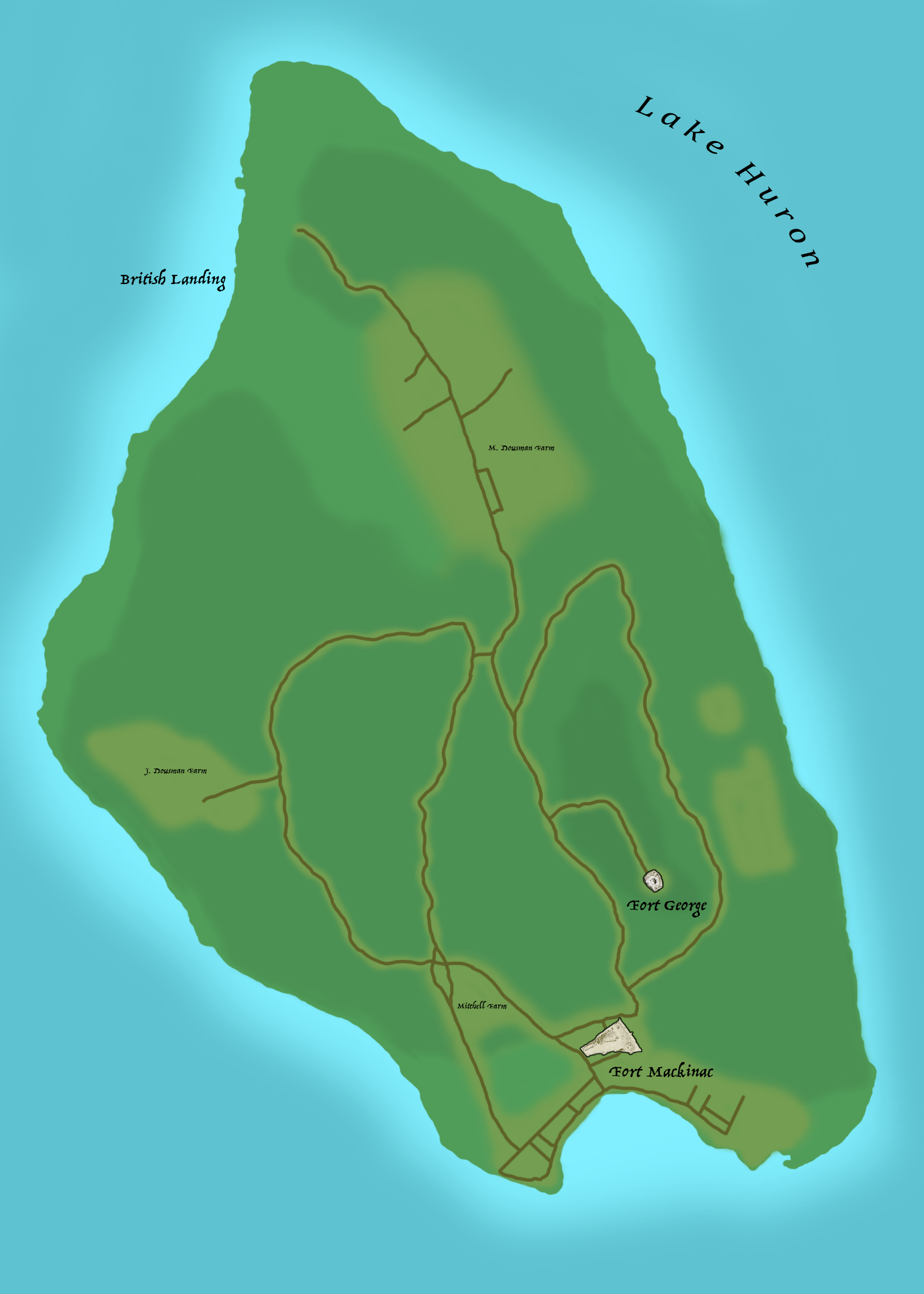 Map of Mackinac Island from video "The Battle of Mackinac