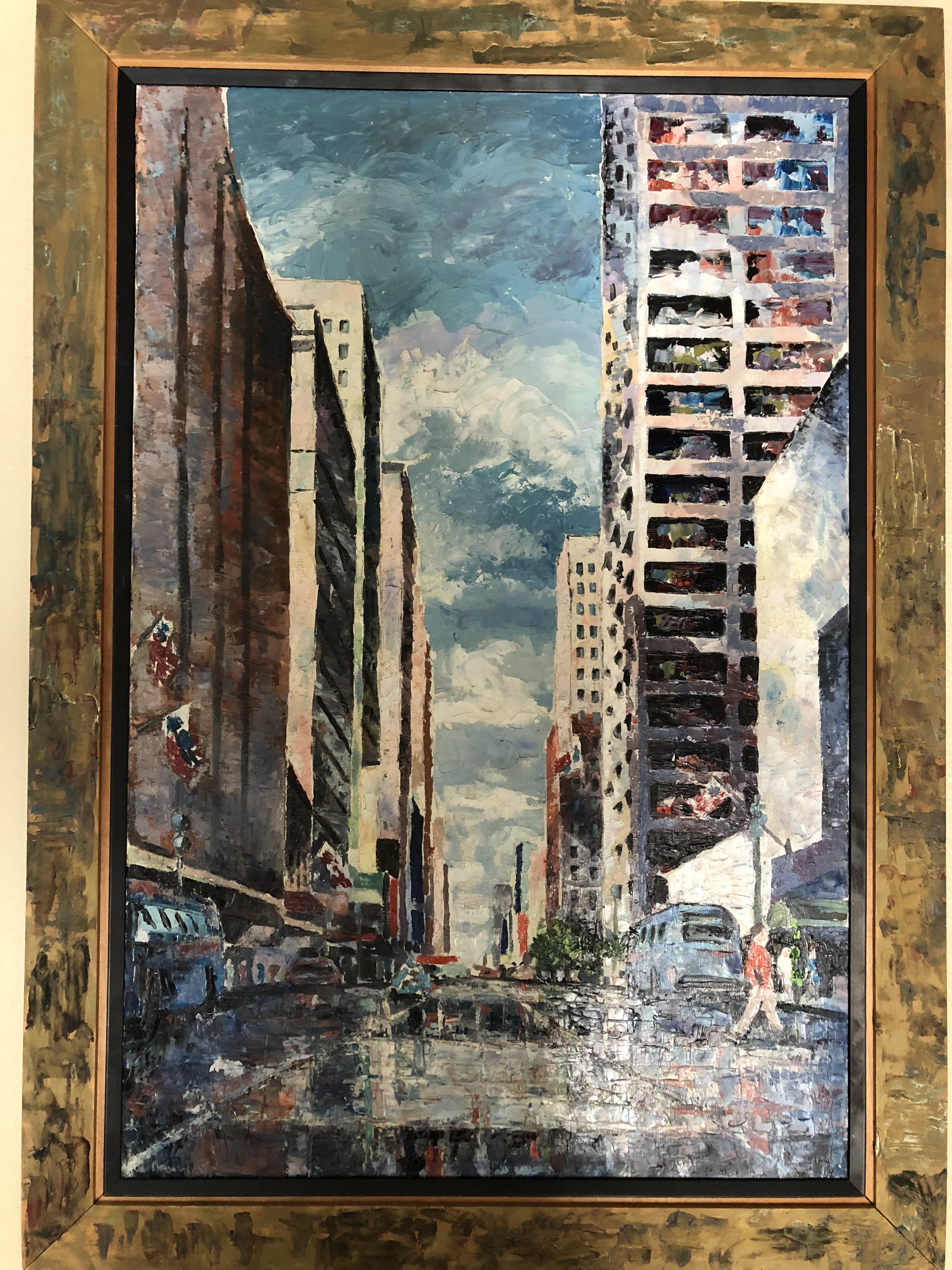 My grandfather’s painting of downtown Houston, 1970 r/houston