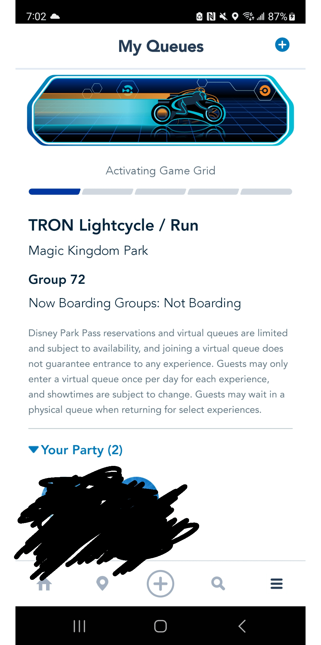 How do I know what time our virtual queue group boards the ride? r