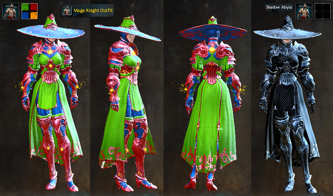 Mage Knight Outfit dye channels (for those that cannot preview in game