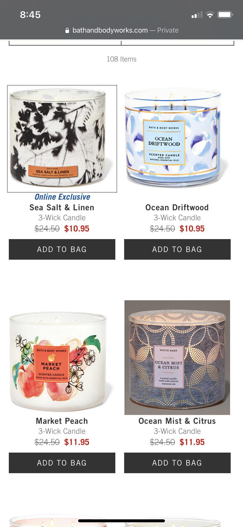 Aaaand they put the discounted candles back on the website this morning