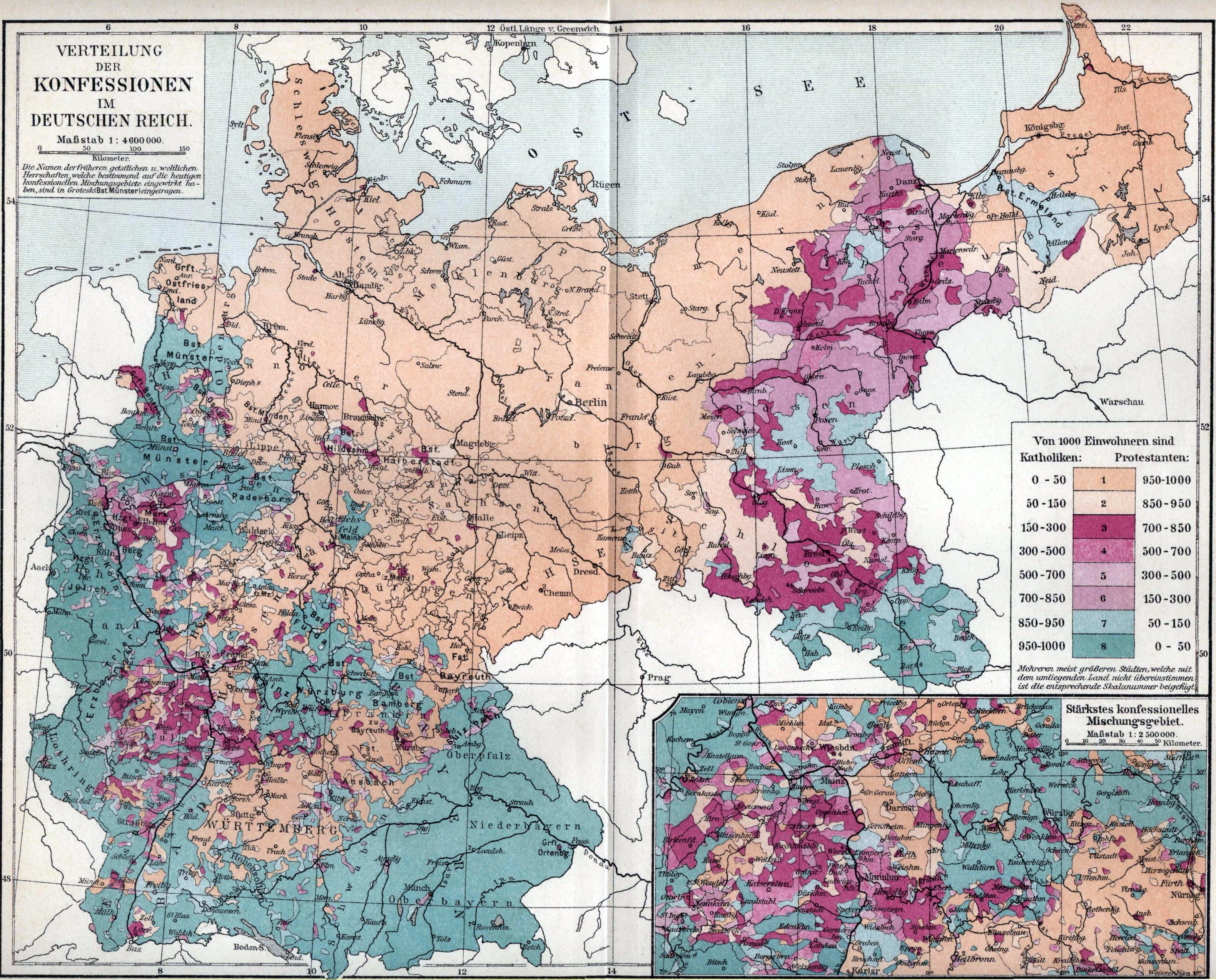 Map Of Germany 1890 Religious Affiliation in Germany c. 1890 MapPorn