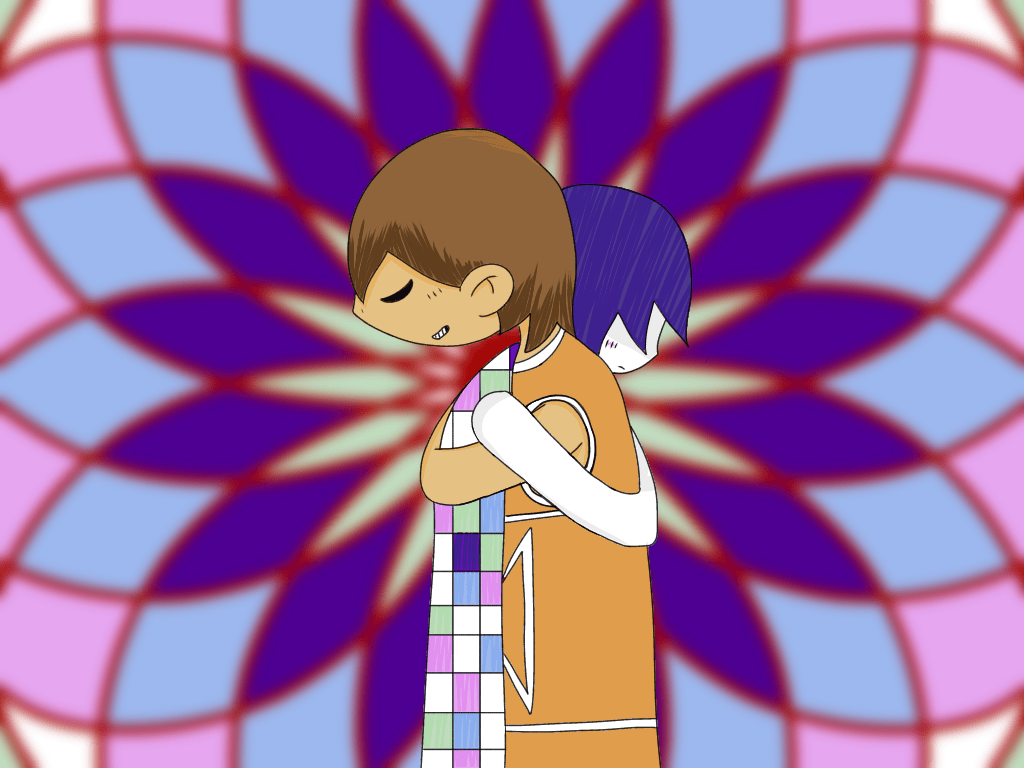 Headspace Kel hugging Reality Kel heh (free commission from the Omori