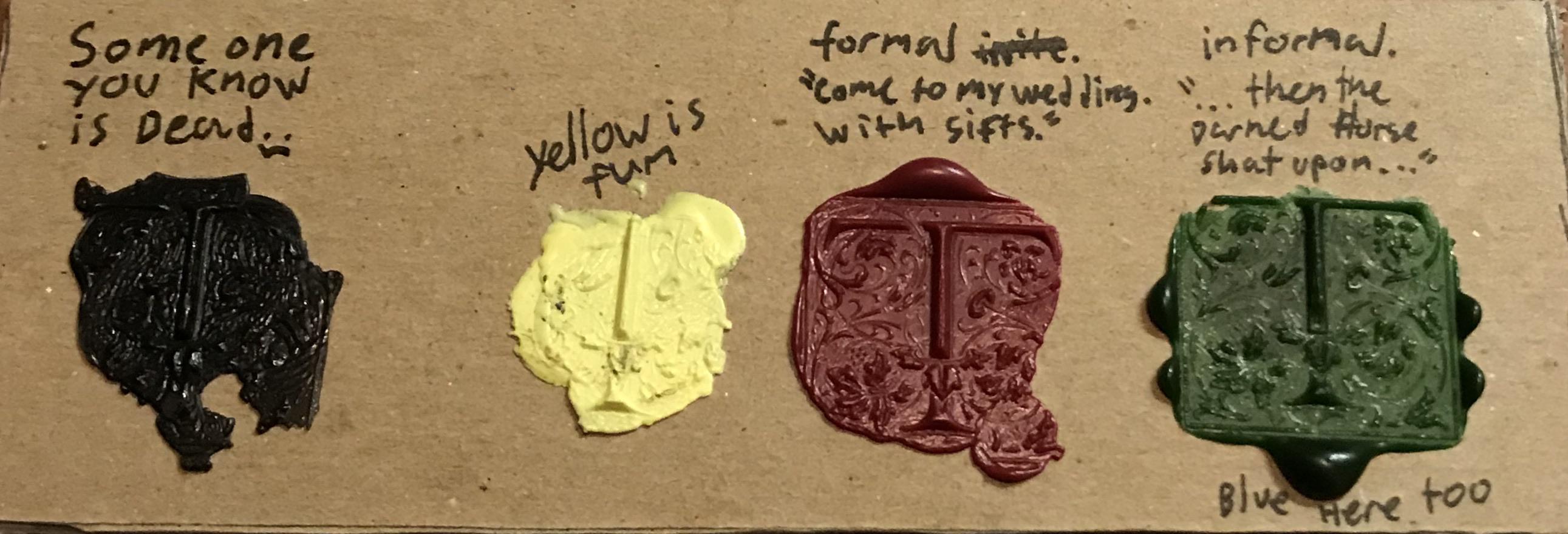 Sealing wax color meanings r/mildlyinteresting