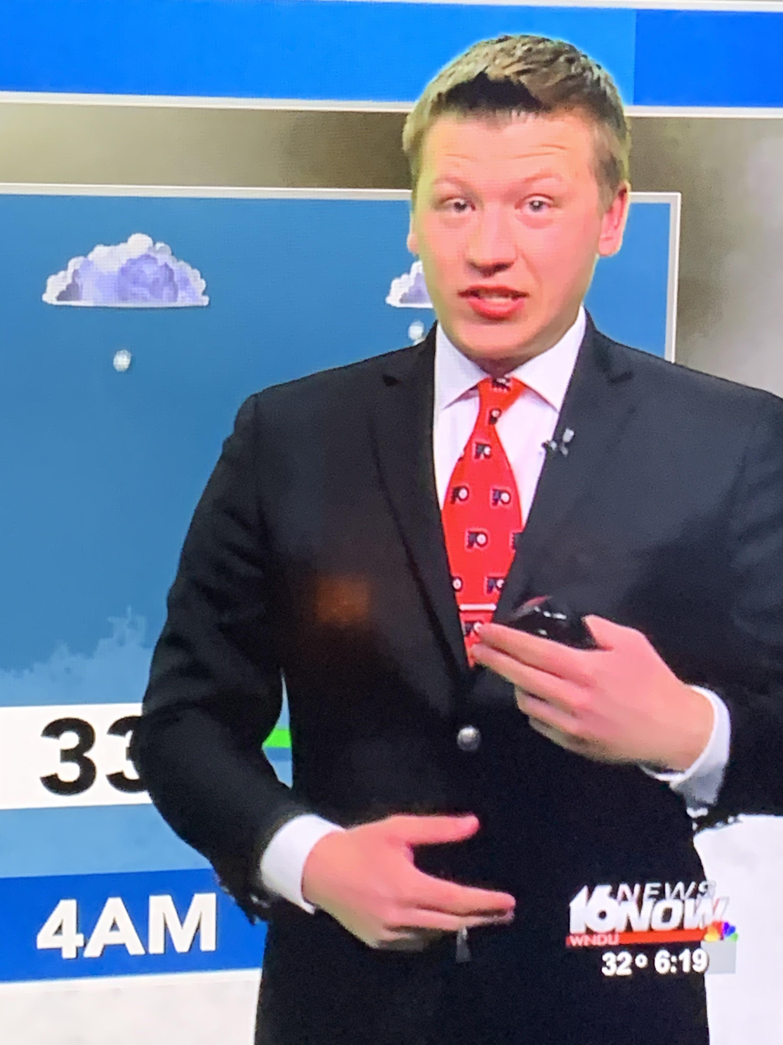 Local weatherman in northern Indiana showing the Flyers some love today