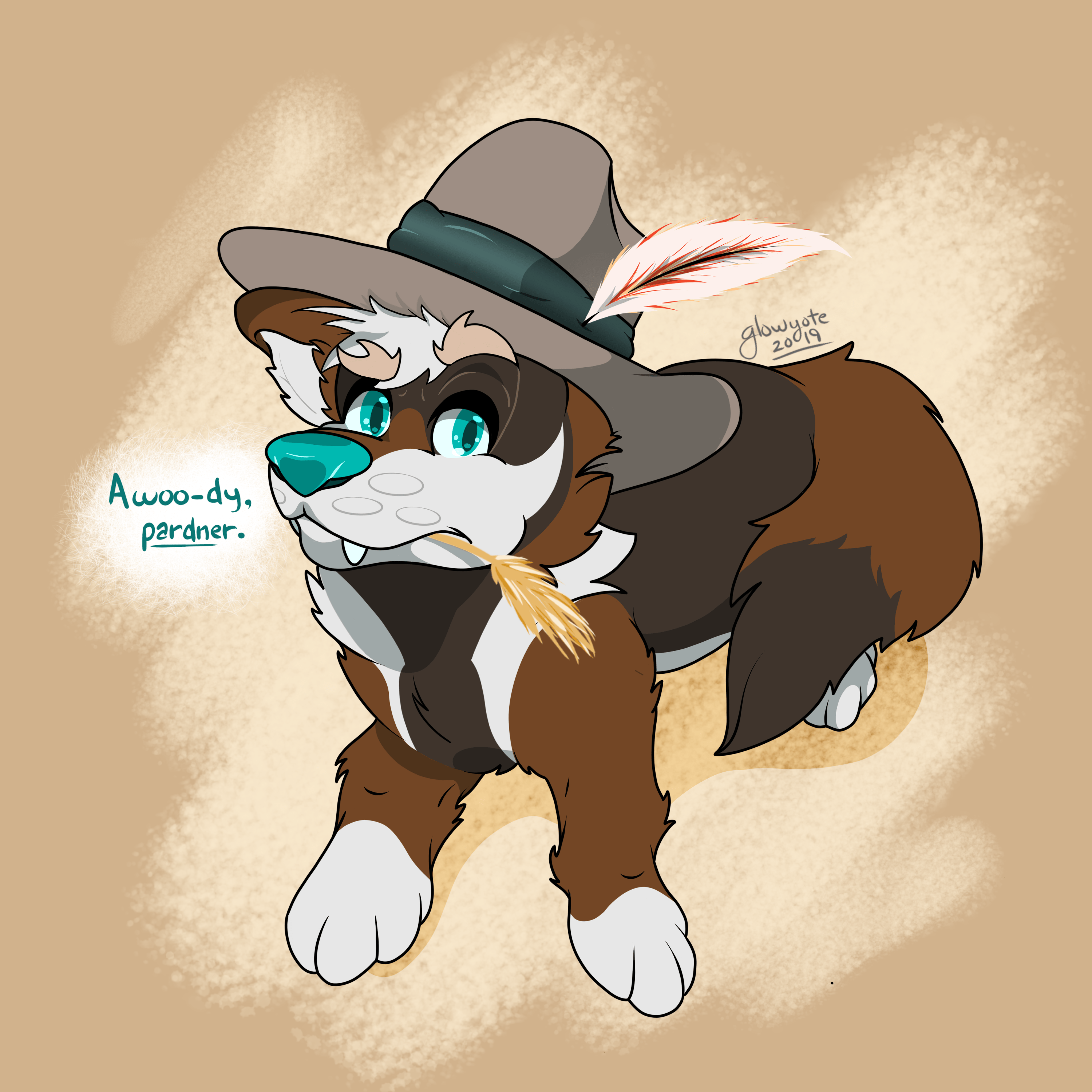Awoody, pardner. [Art by glowyote] furry