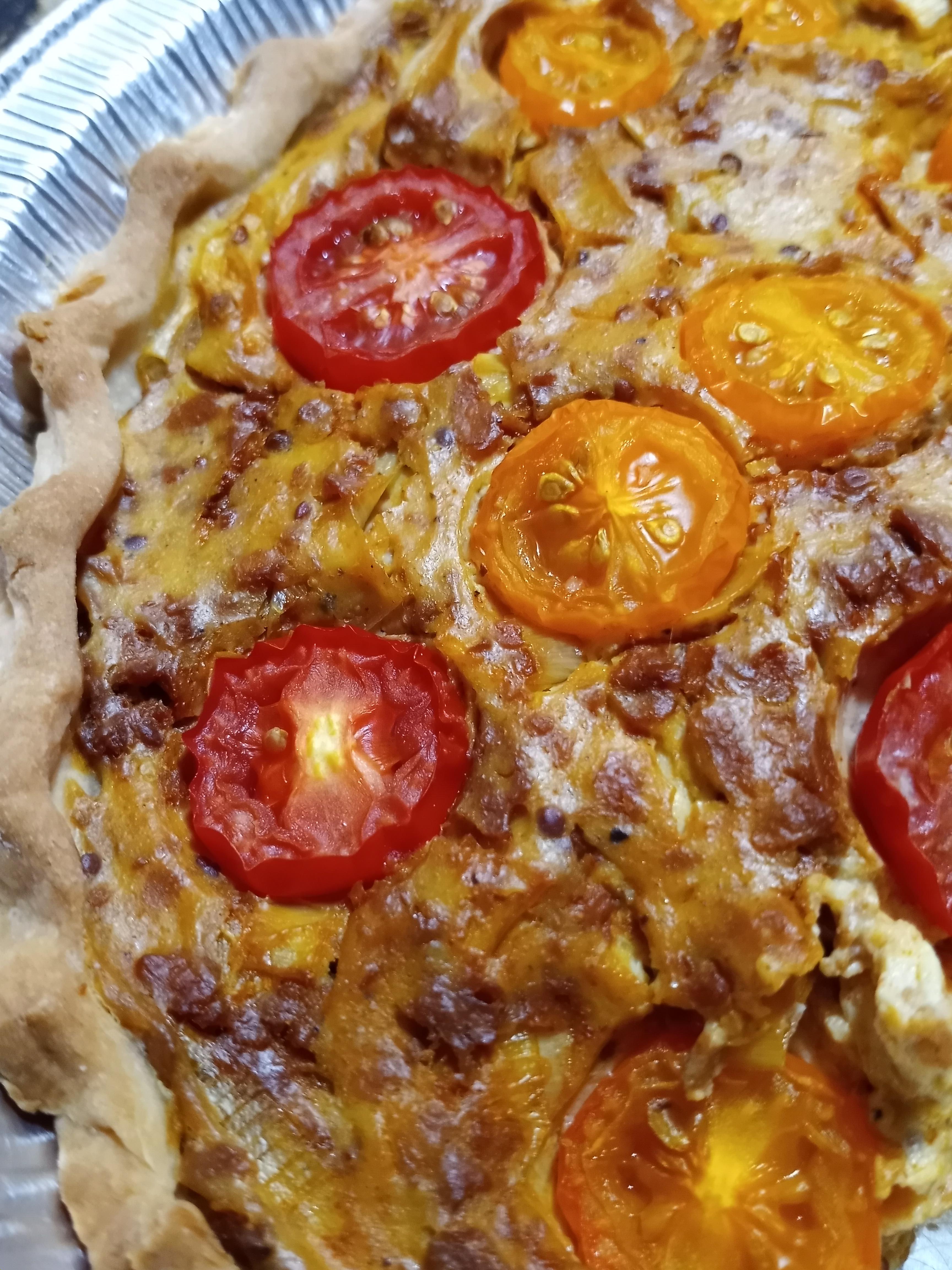 197cal for 1/6 of soy chorizo, leek, and tomato quiche! r