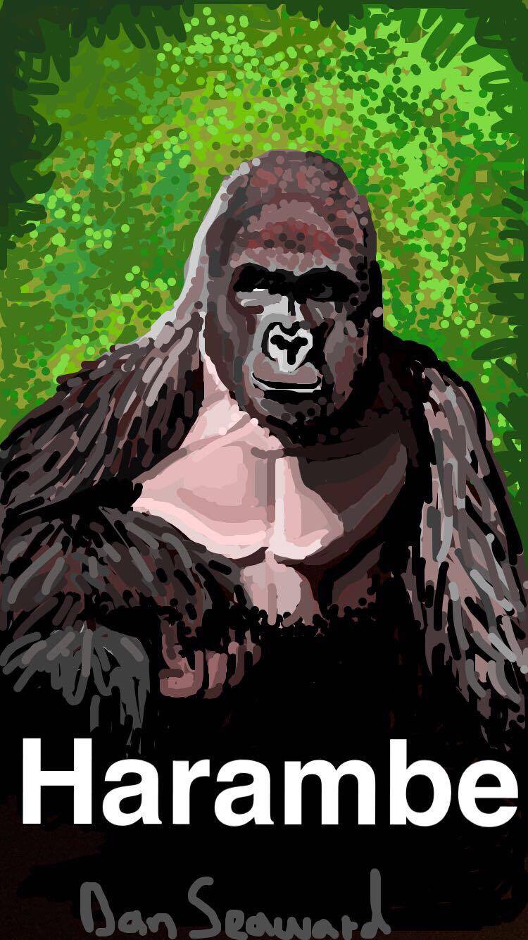 I just spent 3 hours drawing this picture of Harambe on snapchat to