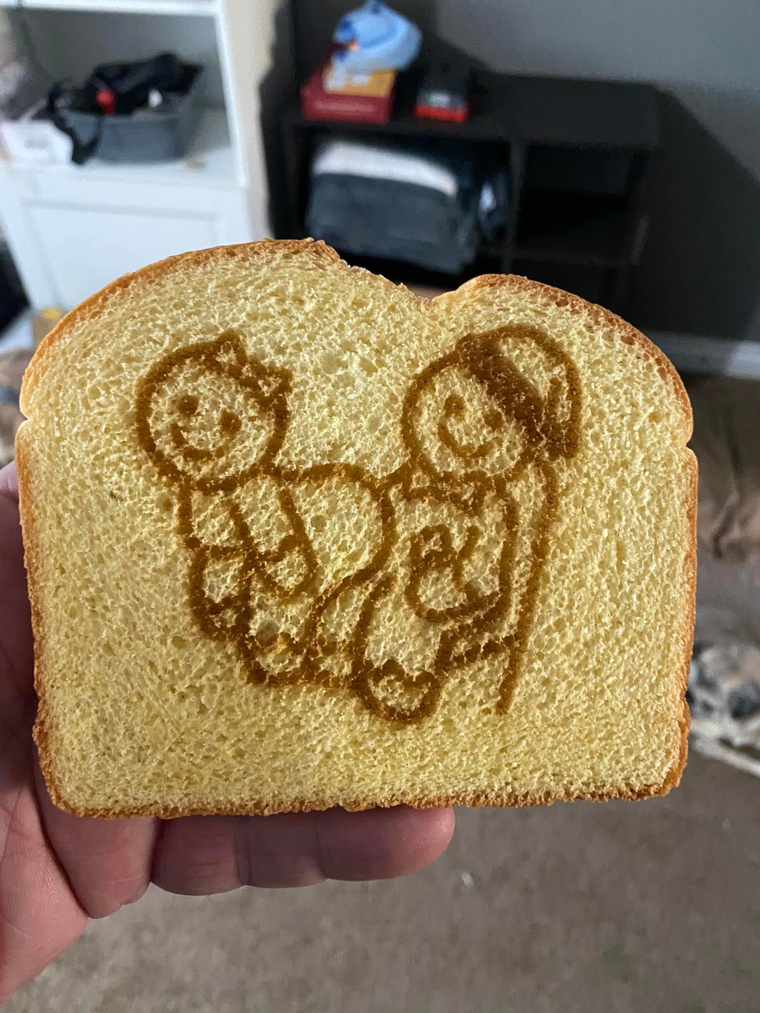 laser a picture on bread. r/lasercutting