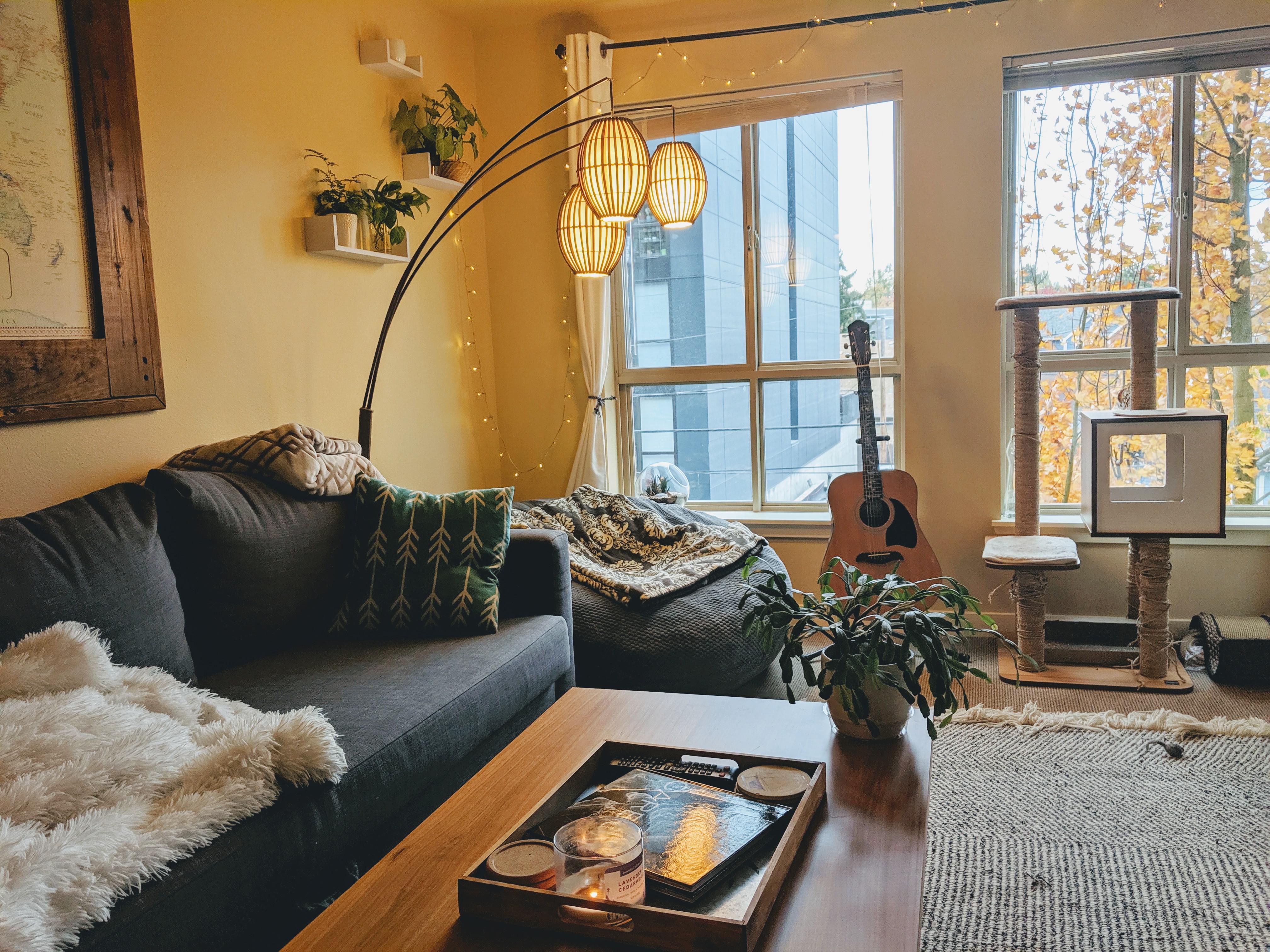 I thought my living room looked extra cozy on this rainy fall day r