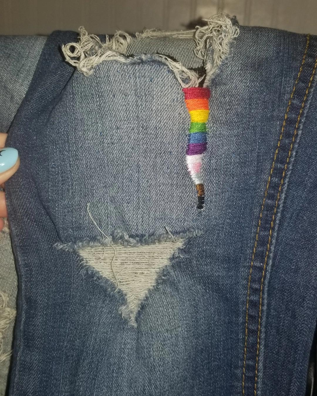 Distressed jeans ripped a little too much r/Visiblemending