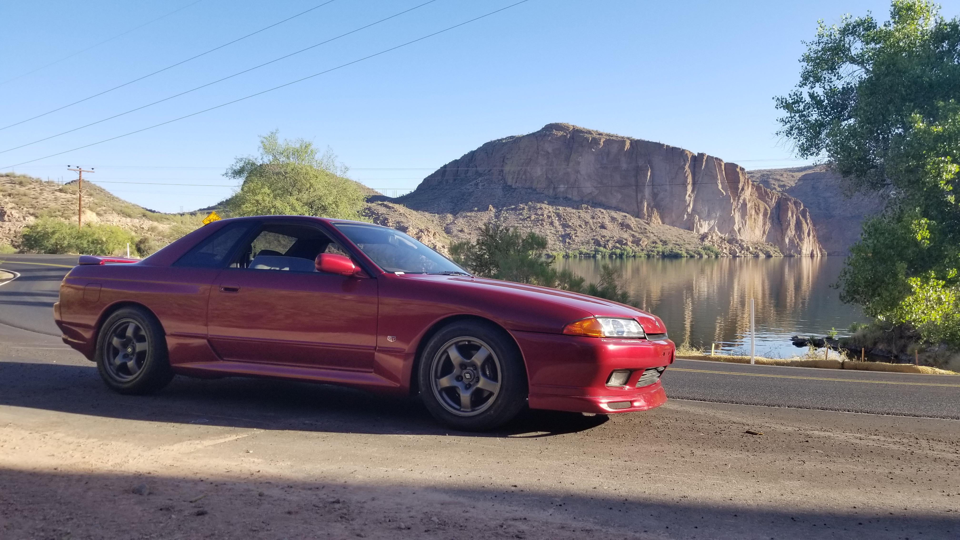 Stopped to let the brakes cool on a scenic, spirited drive (Canyon Lake