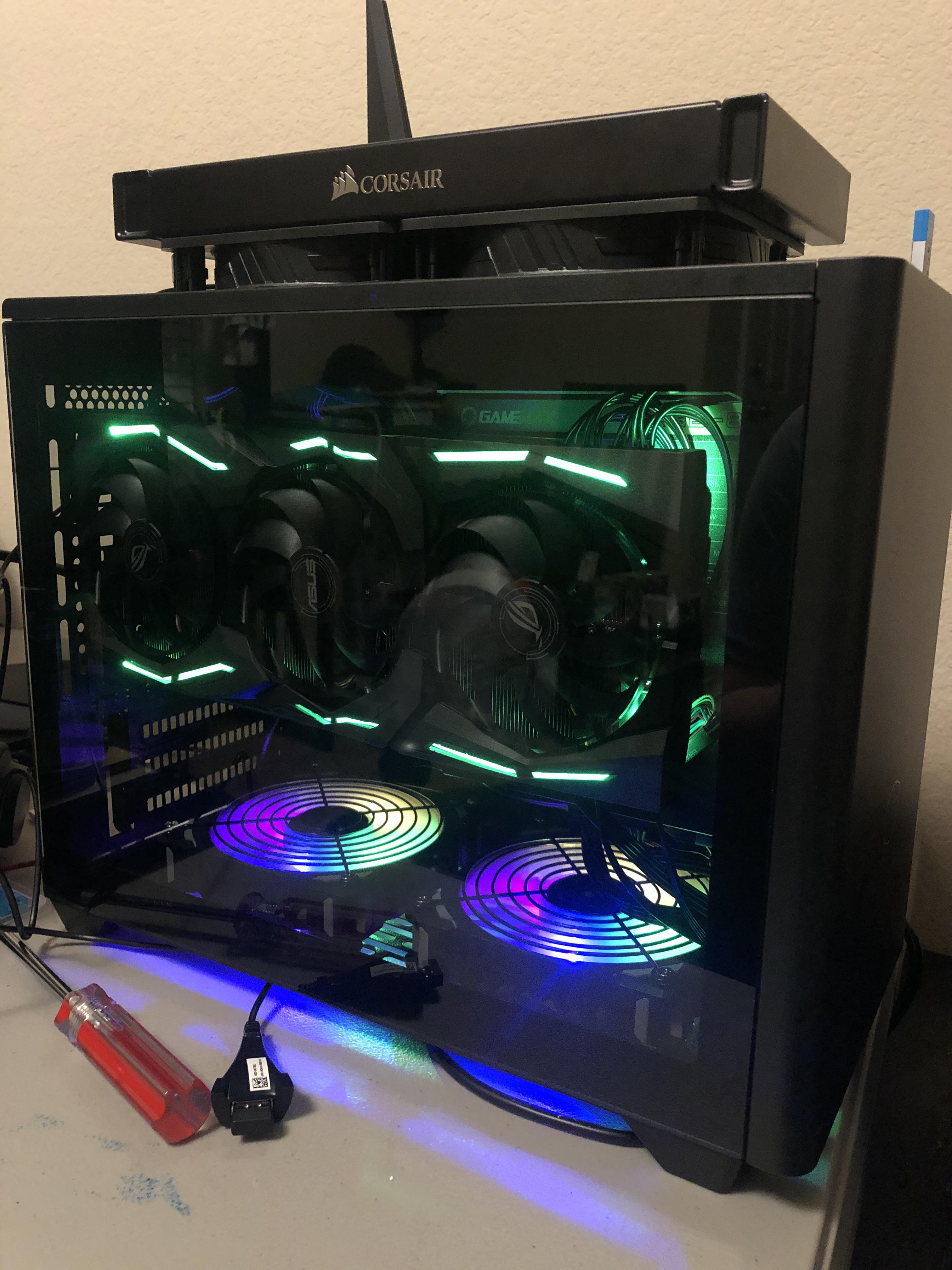 NR200P with a ATX PSU and vertical 2080ti and a aio cooler with
