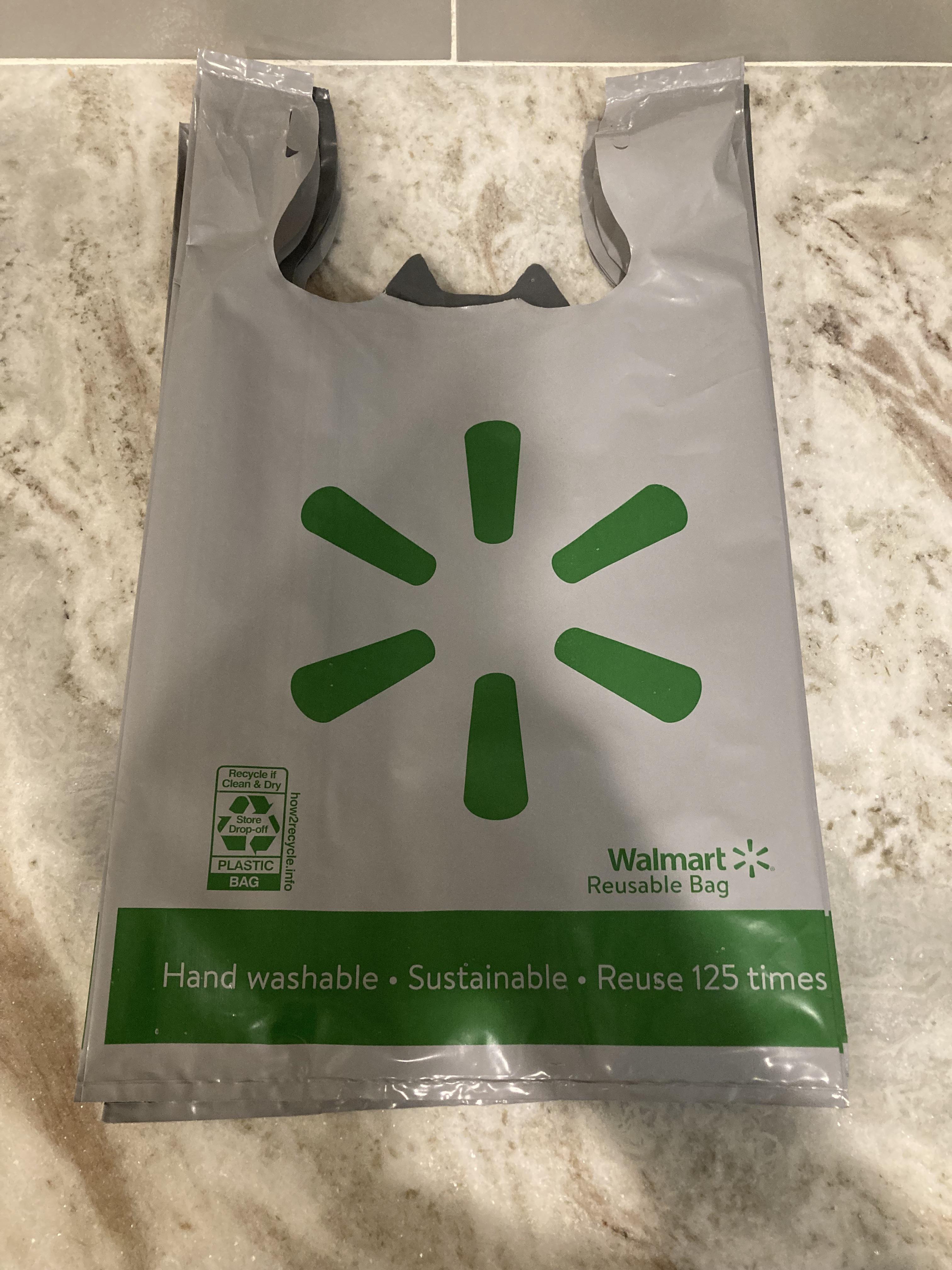 Walmart’s answer to the plastic bag ban in my city. Thicker plastic