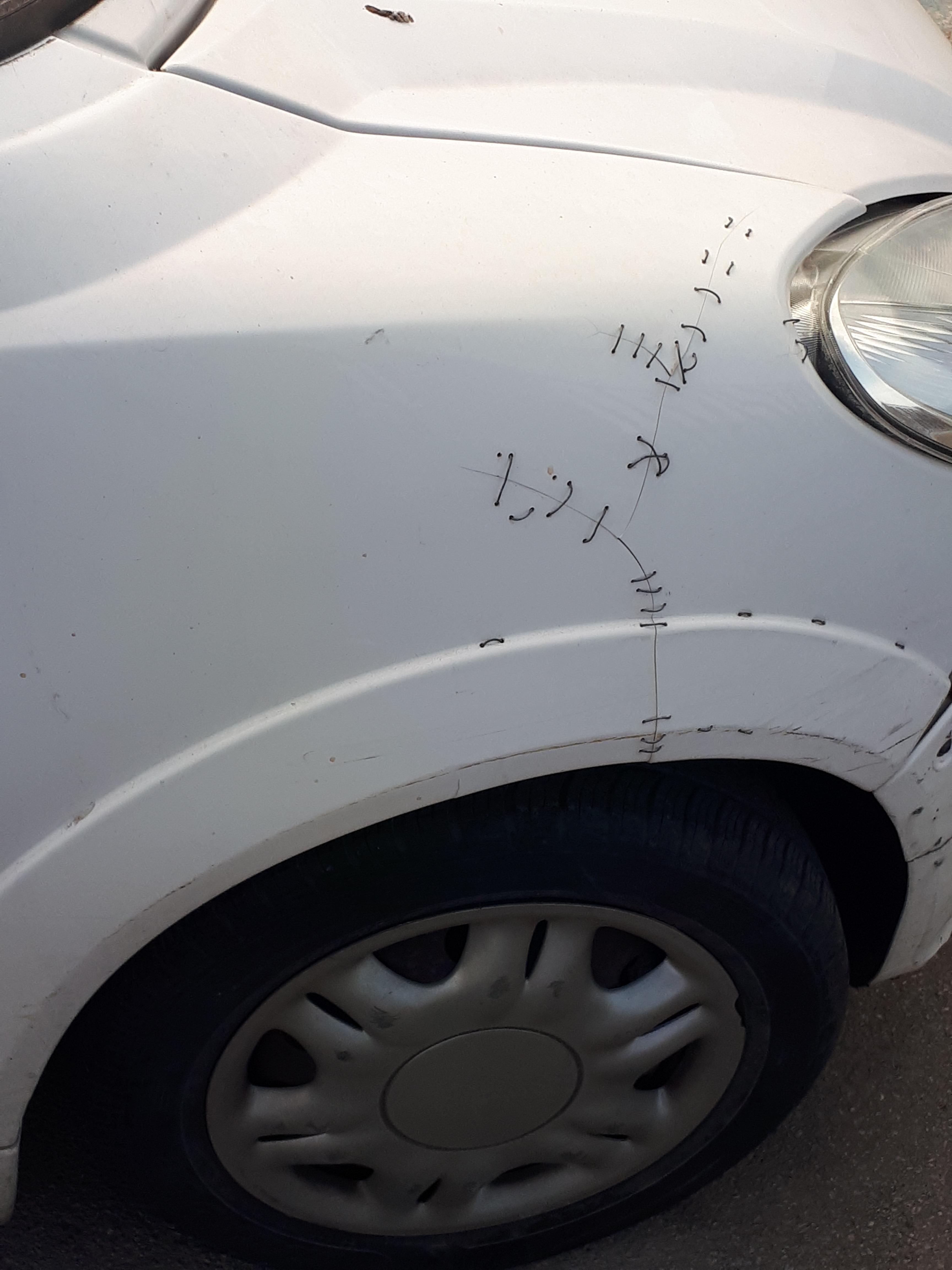 If your car suffers cosmetic damage, simply stitch back together and leave for a week. This will