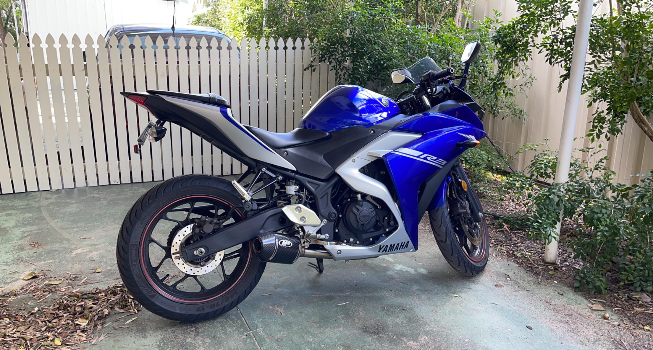 New M4 Street Slayer Slipon exhaust on my 2016 r3 YamahaR3