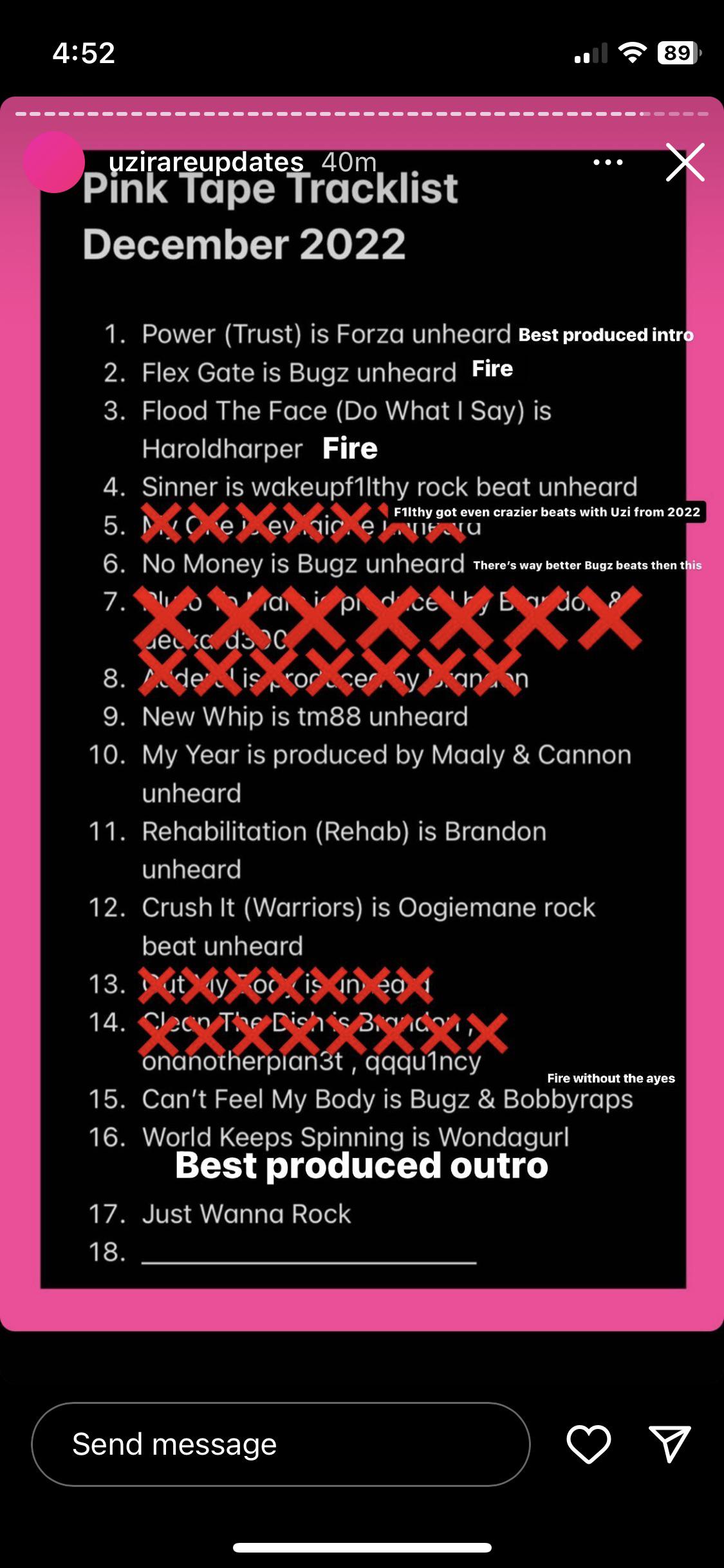 Everything we've heard off Pink Tape (being as the leaked tracklist is real) : liluzivert