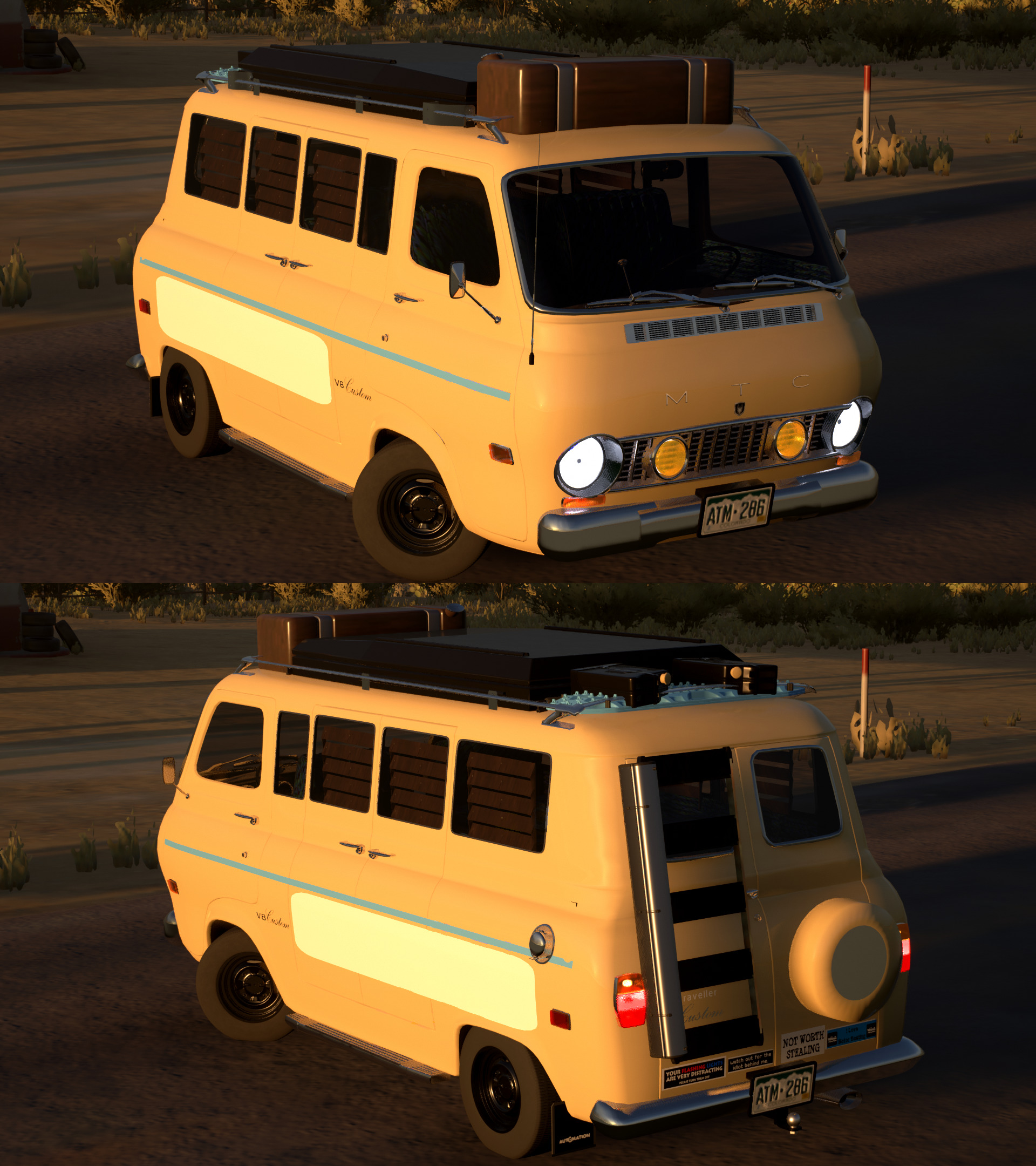 Travelling in a fried out Kombi, on a hippie trail head full of zombie