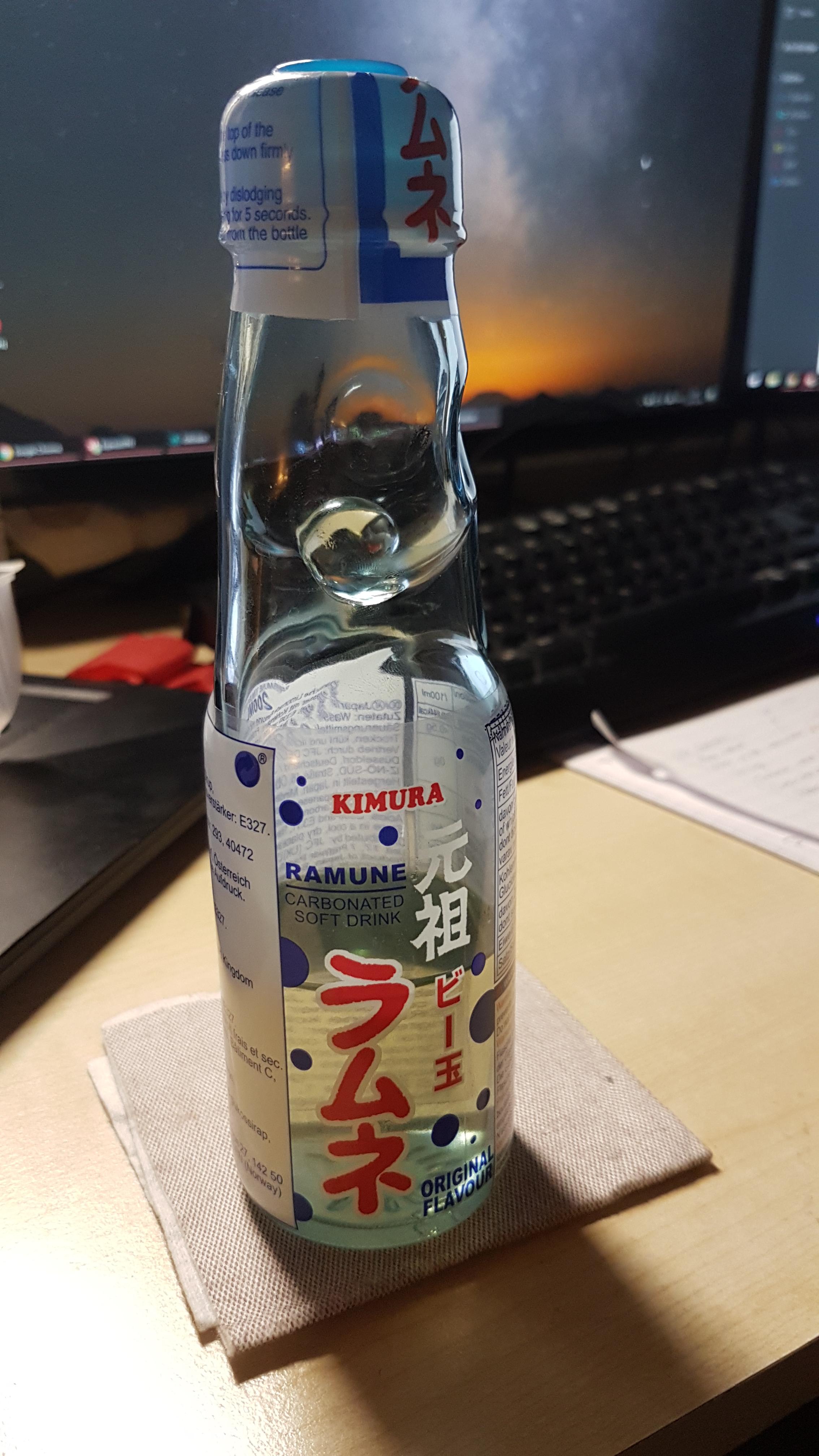 My boyfriend's bottle (of Ramune a Japanese carbonated drink) which has