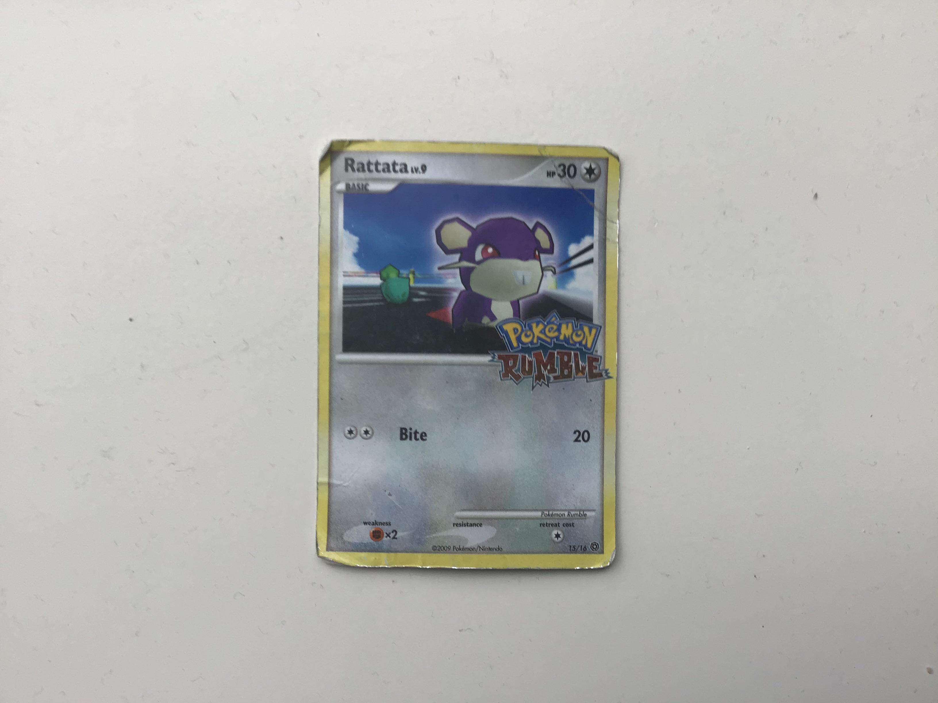 so, my brother recently found this old card from 2009, a rumble rattata. And he says it is worth