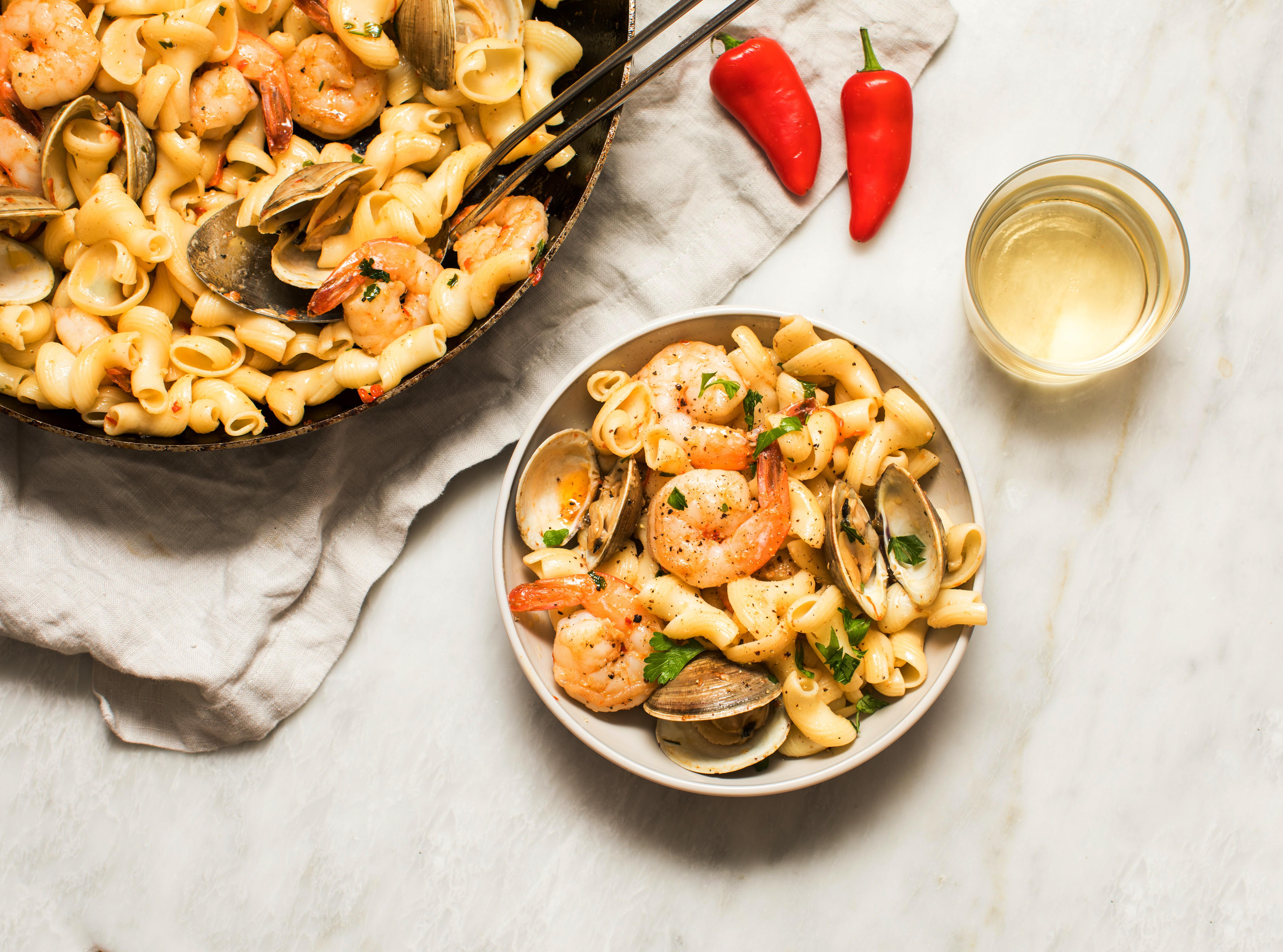 Spicy, garlicky, buttery shrimp and clam pasta cuz some days you just